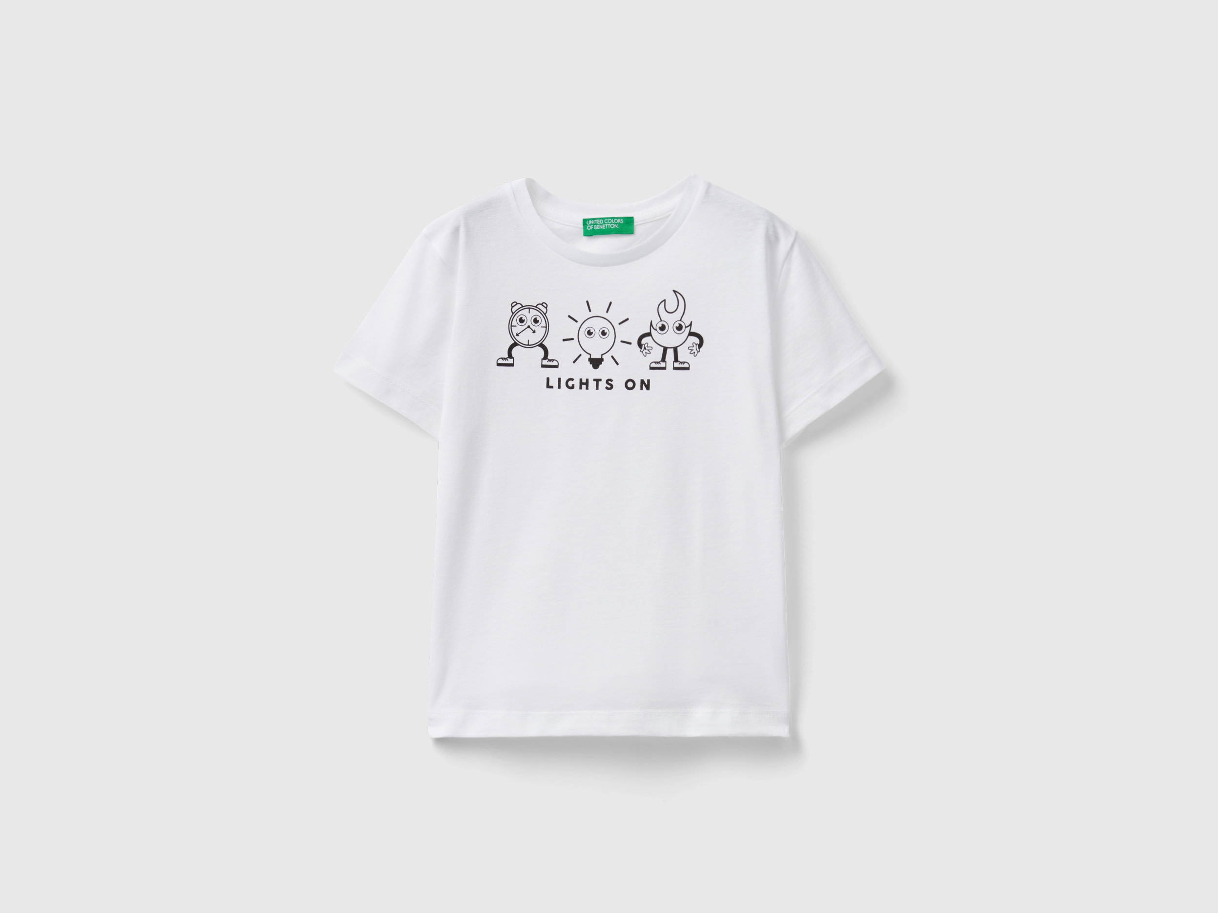 Benetton, T-shirt In Organic Cotton With Print, size 2-3, White, Kids