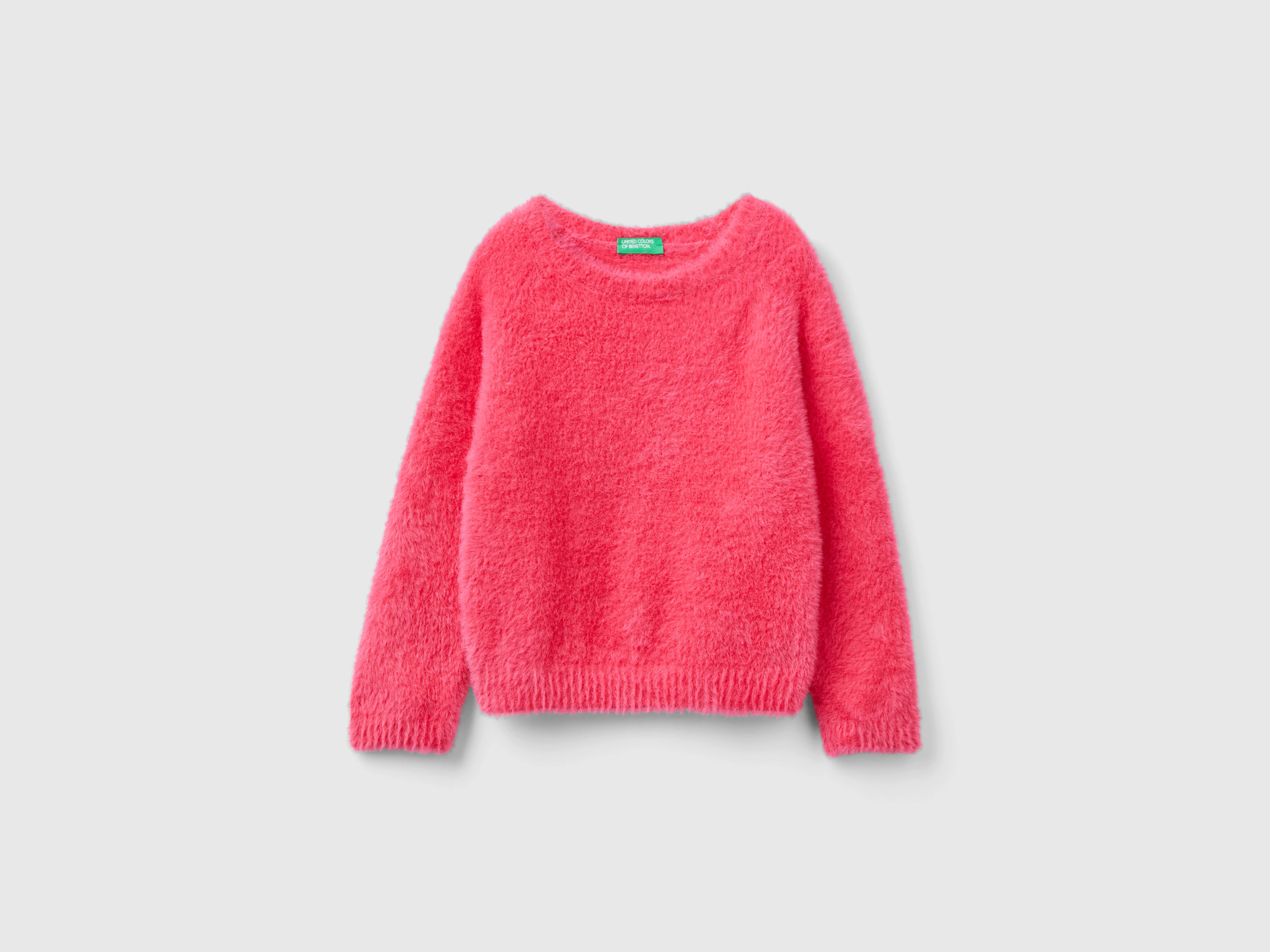 Benetton, Sweater With Faux Fur, size 18-24, Fuchsia, Kids
