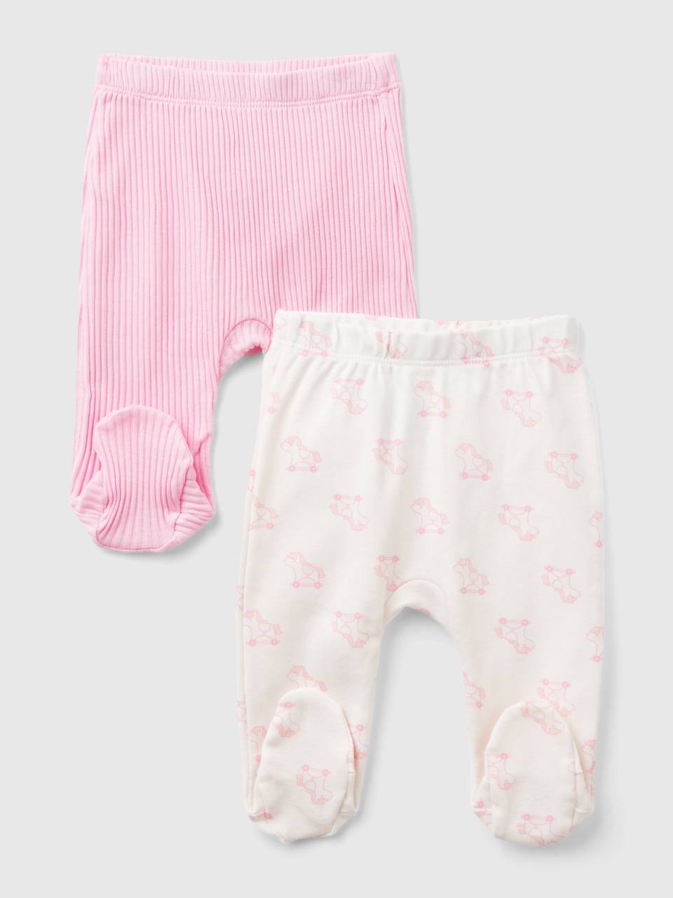 Due pantaloni in cotone bio Rosa Neonato Benetton