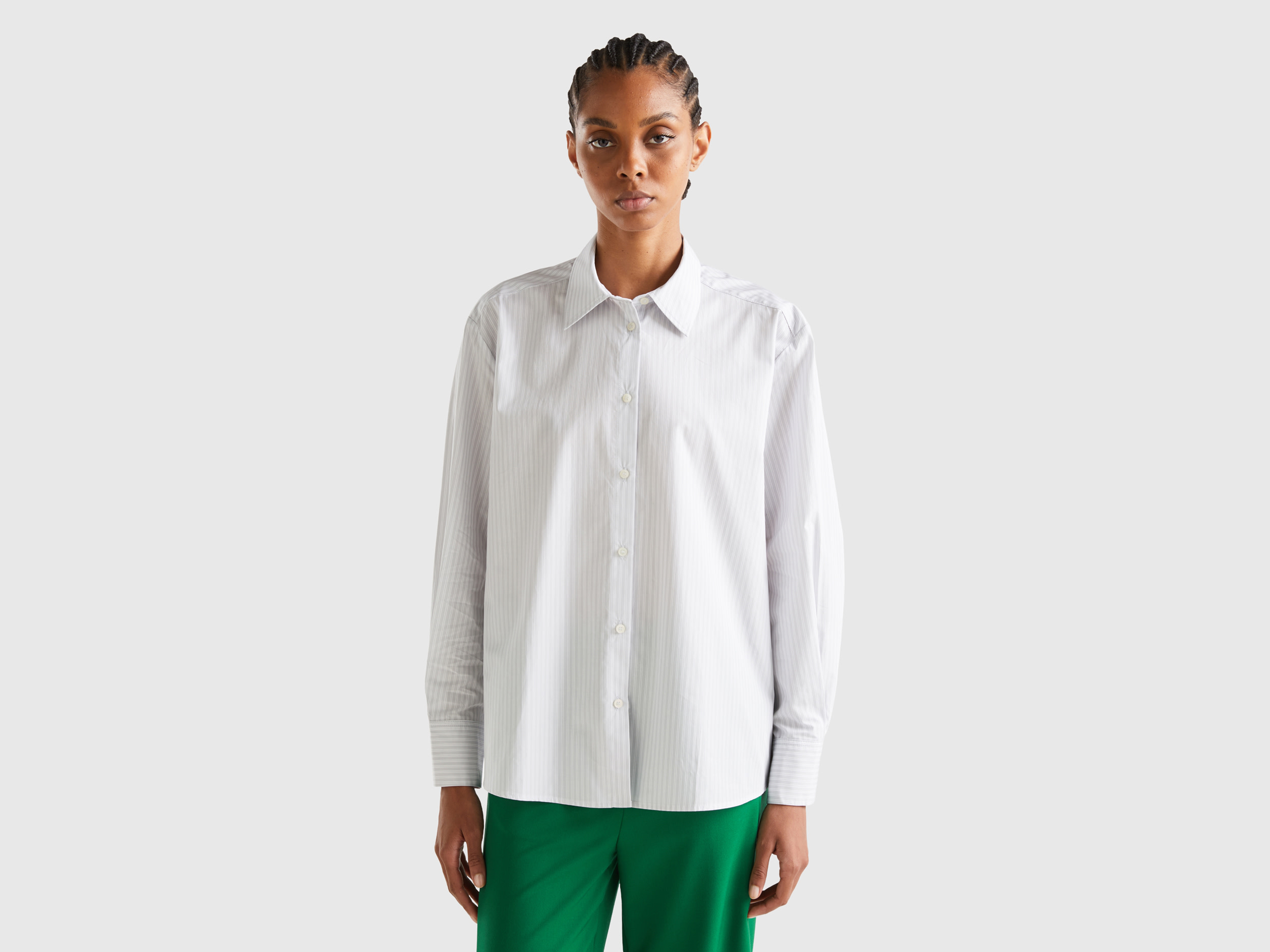 Benetton, Boxy Fit Shirt In 100% Cotton, size XXS, White, Women