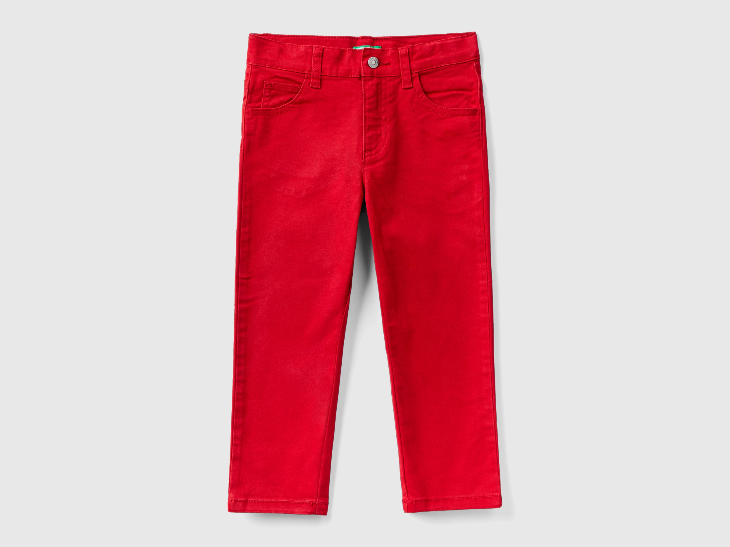 Benetton, Five-pocket Stretch Trousers, size 12-18, Red, Kids