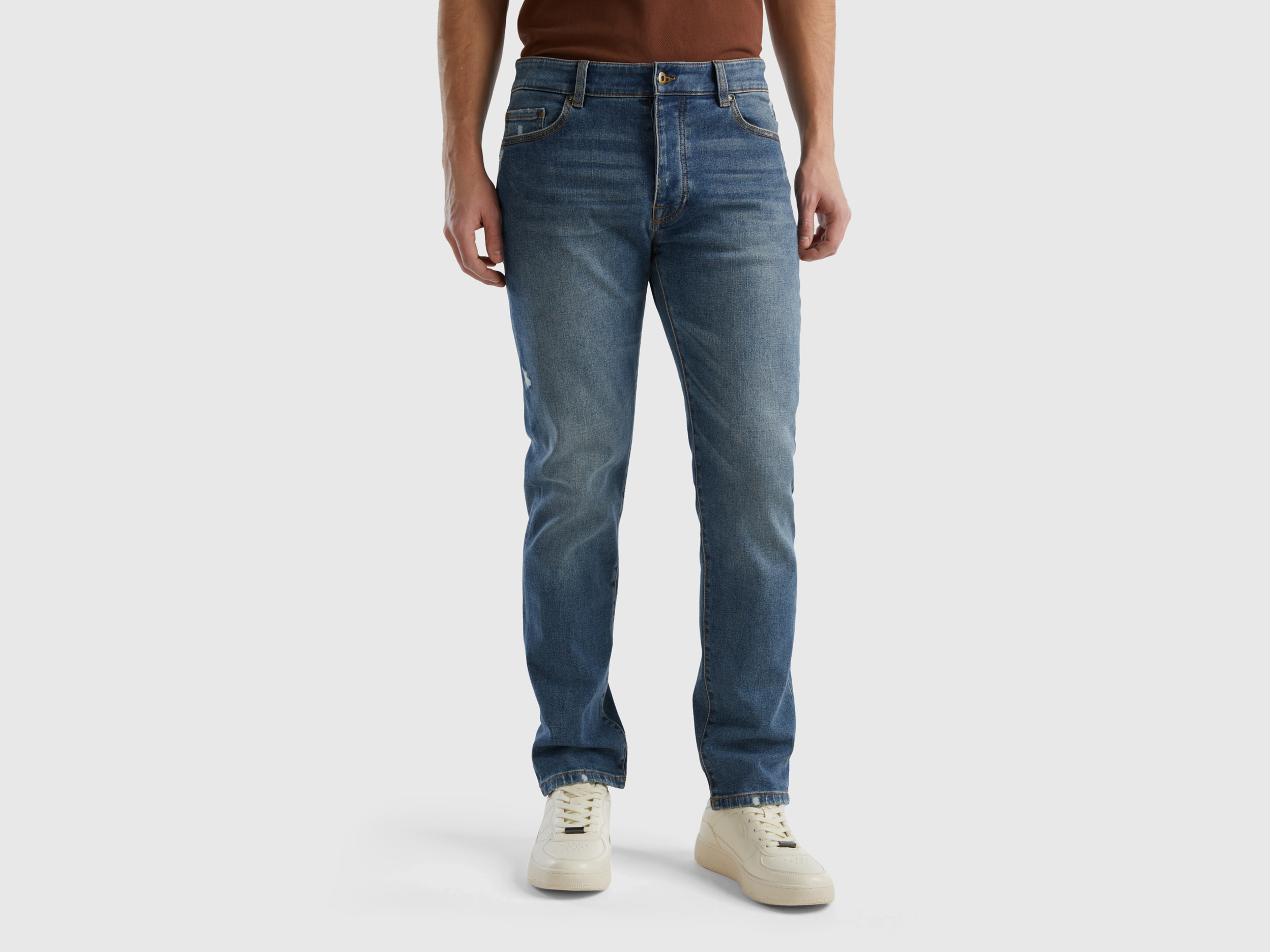 Benetton, Five Pocket Slim Fit Jeans, size 33, Dark Blue, Men