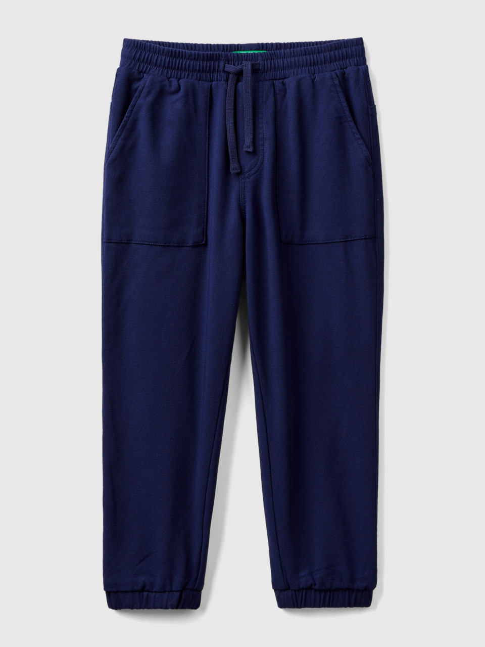 Benetton, Joggers With Drawstring And Maxi Pockets, Dark Blue, Kids