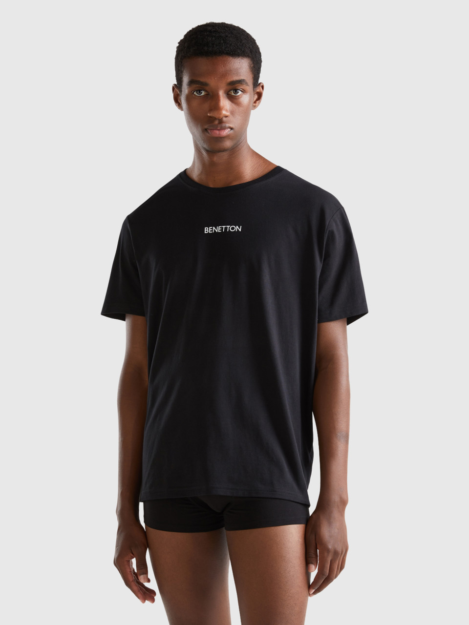 Benetton, T-shirt Imprimé Logo, Noir, Homme