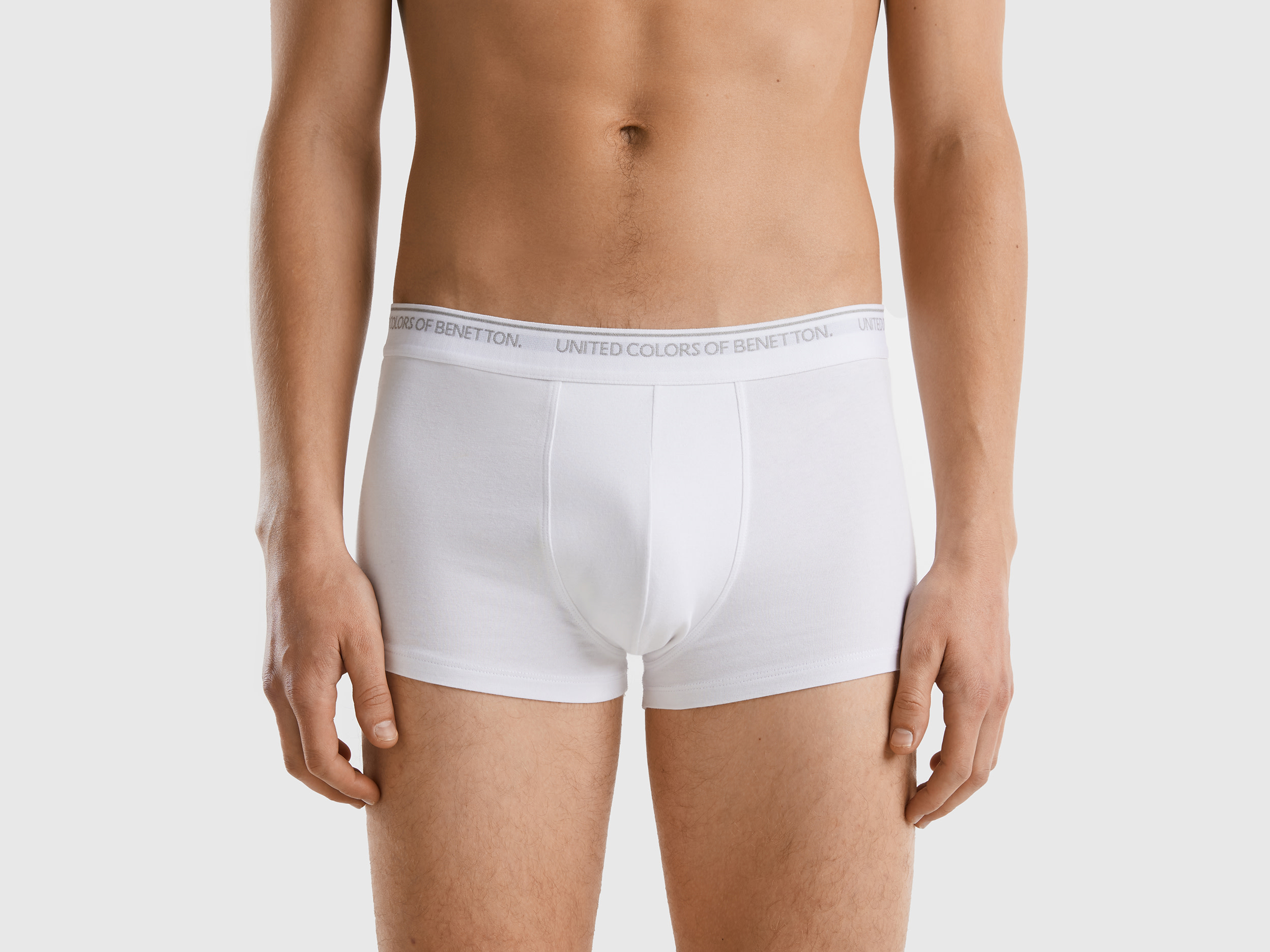 Benetton, Fitted Boxers In Organic Cotton, size XL, White, Men