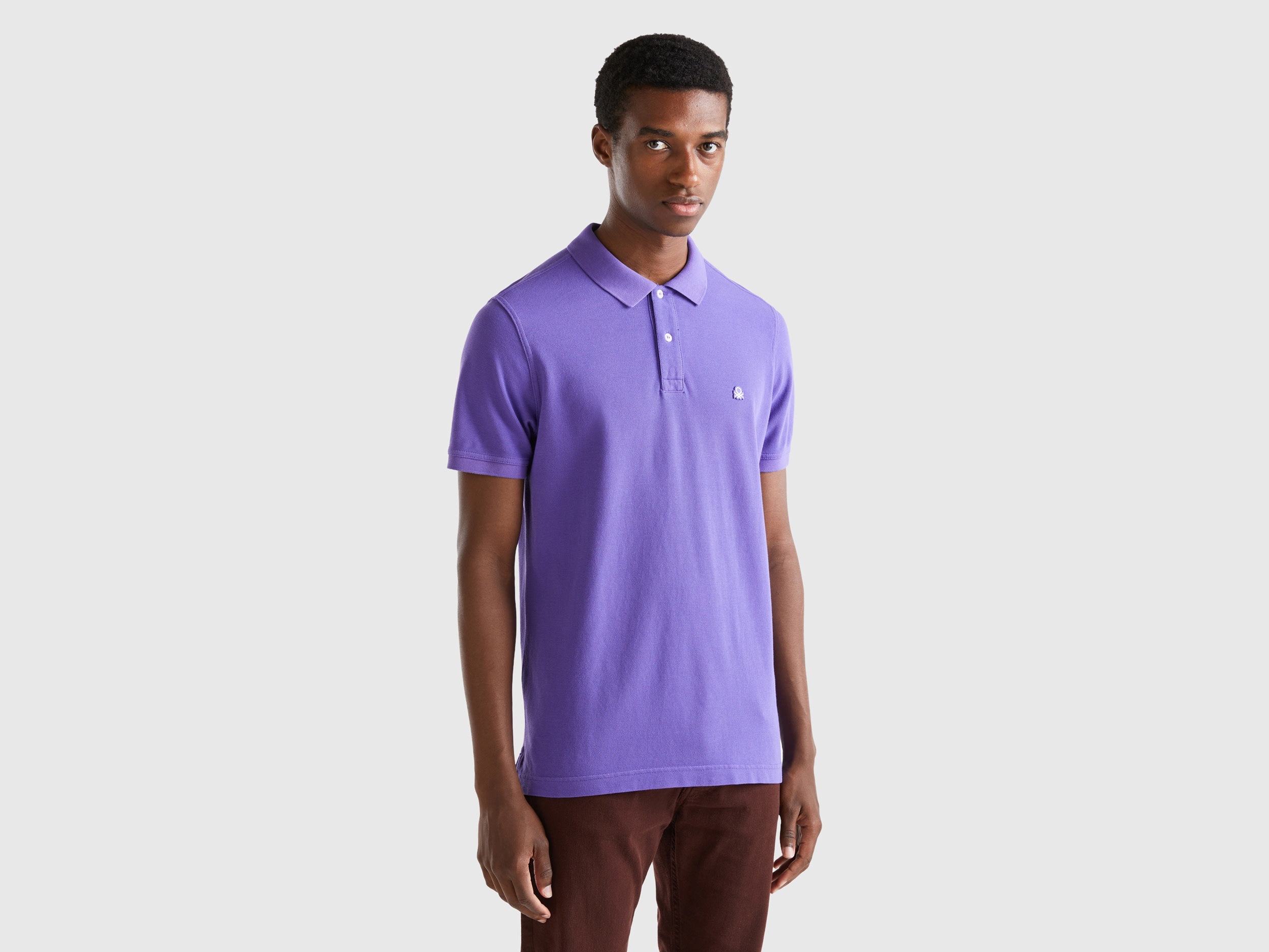 Benetton, Purple Regular Fit Polo, size S, Violet, Men