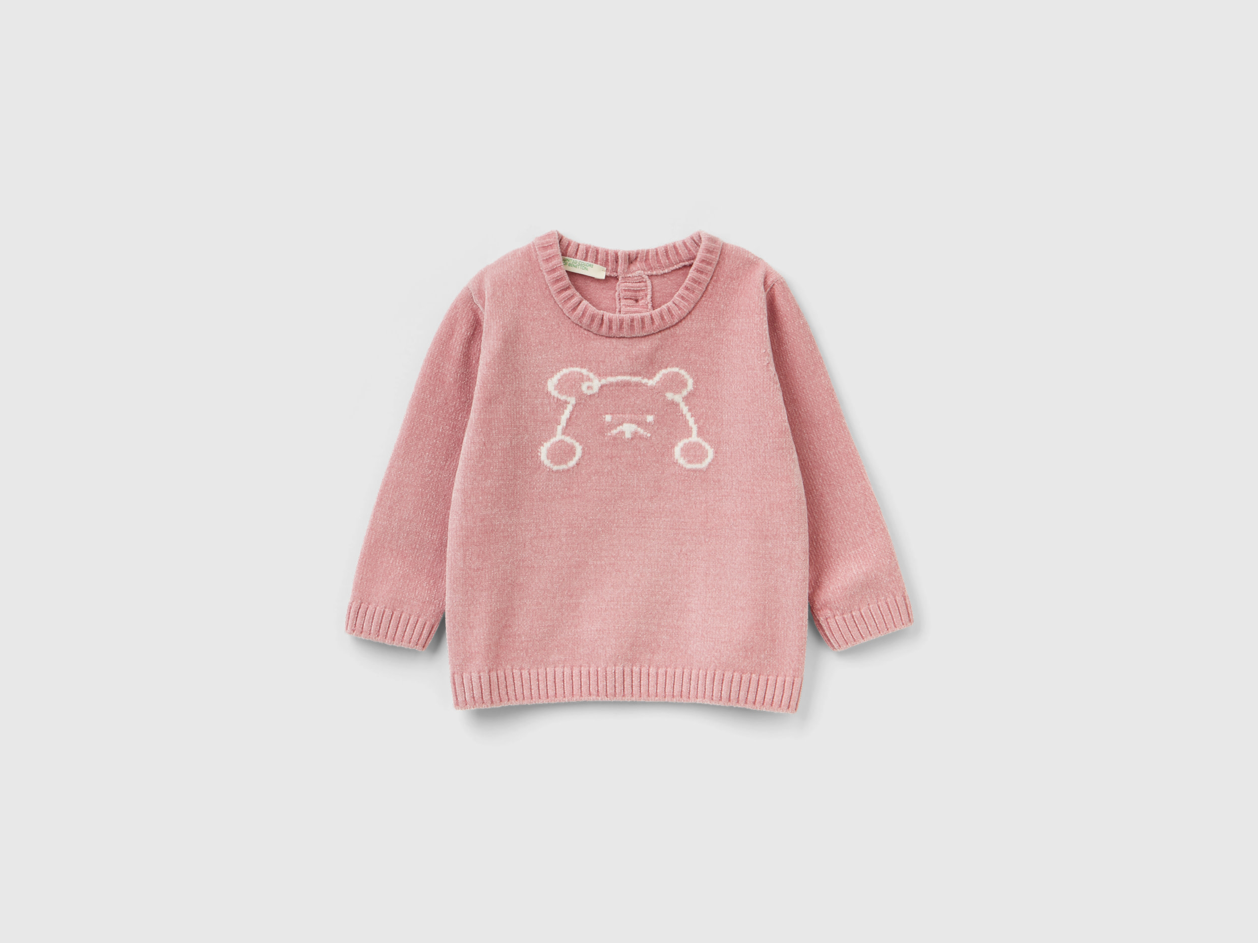 Benetton, Chenille Sweater With Inlay, size 12-18, Pink, Kids