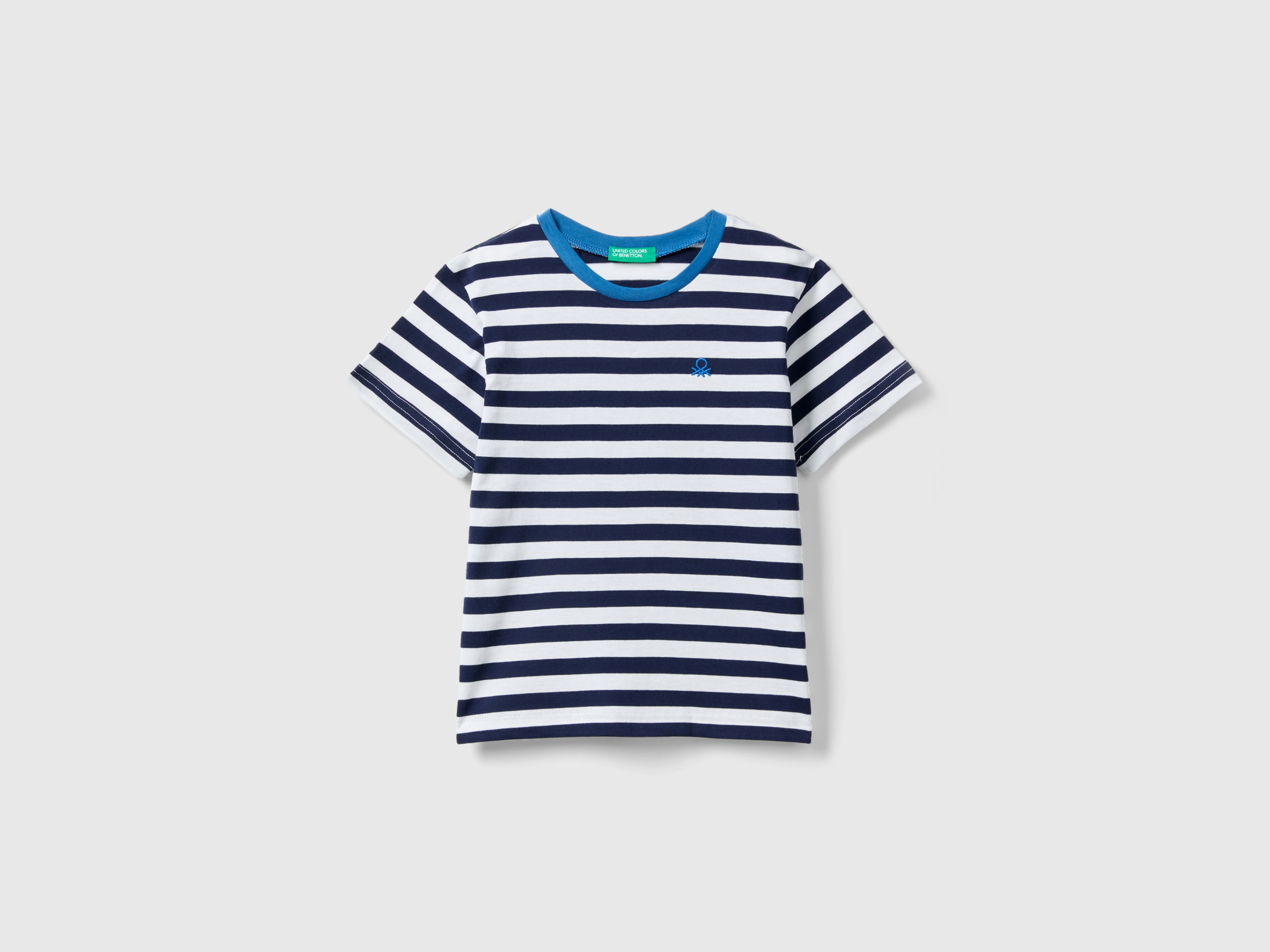 Benetton, Striped 100% Cotton T-shirt, size 3-4, Dark Blue, Kids