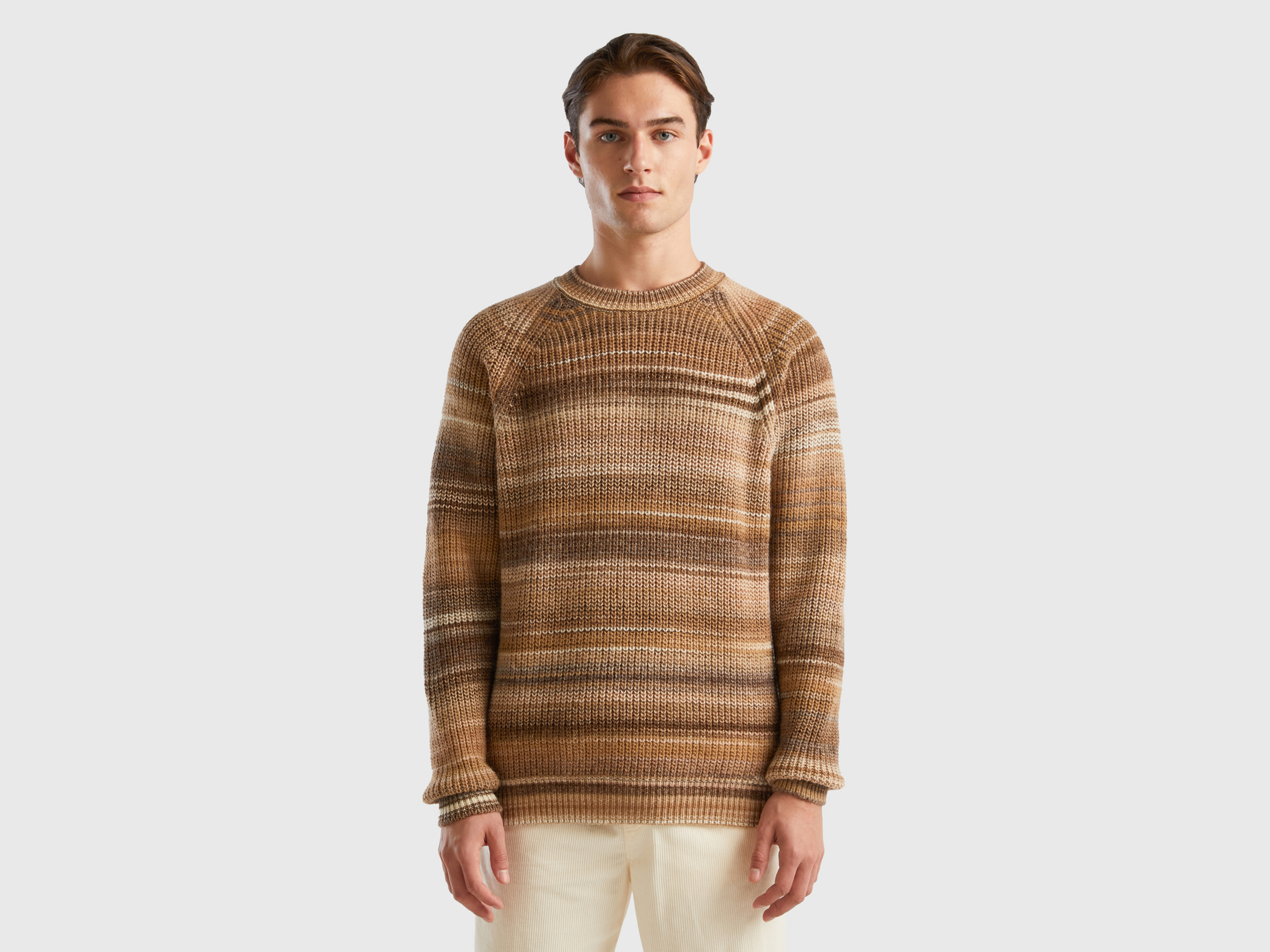 Benetton, Multicolor Sweater In Wool Blend, size XL, Multi-color, Men