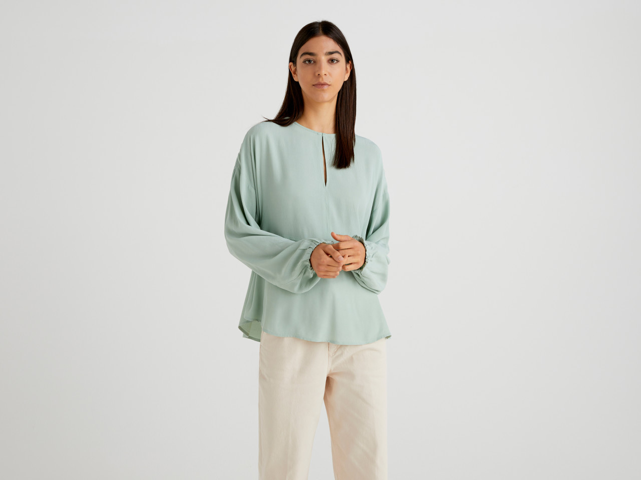 Blusa Con Manica A Sbuffo United Colors of Benetton Donna Abbigliamento Bluse e tuniche Bluse 