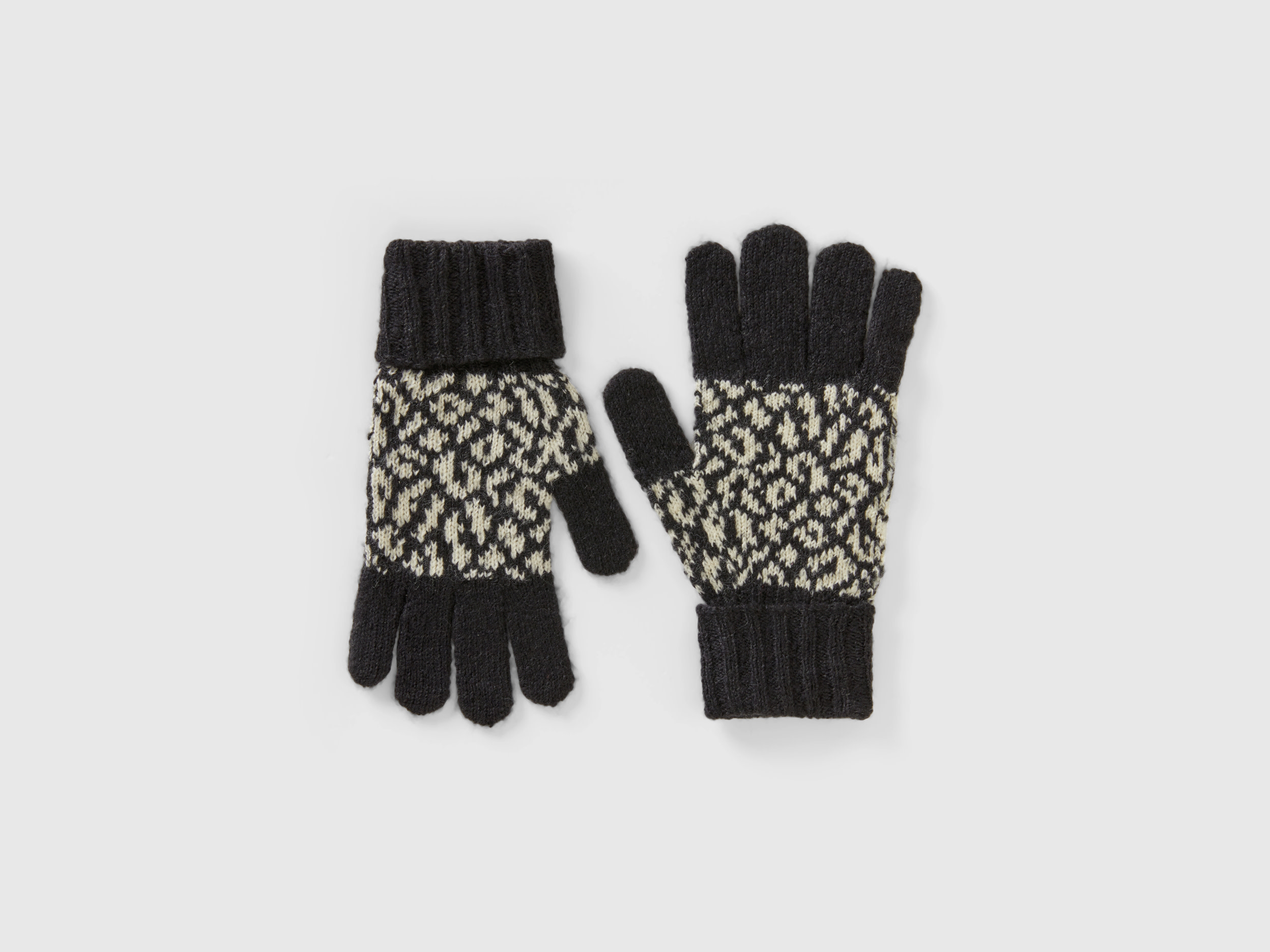 Benetton, Wool Blend Animal Print Gloves, size S-L, Multi-color, Kids