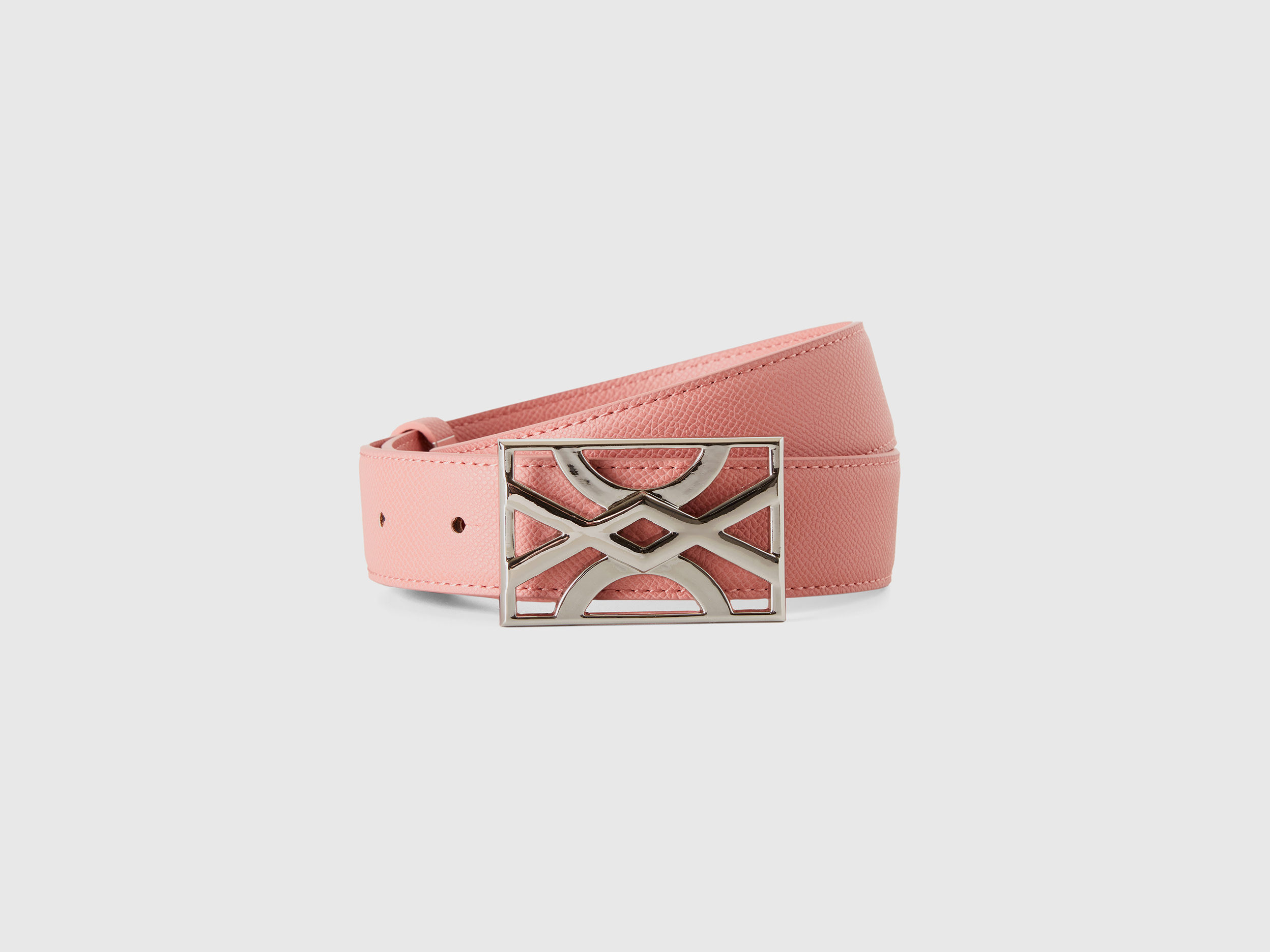 Benetton, Pink Belt With Logo Buckle, size XL, Pink, Women