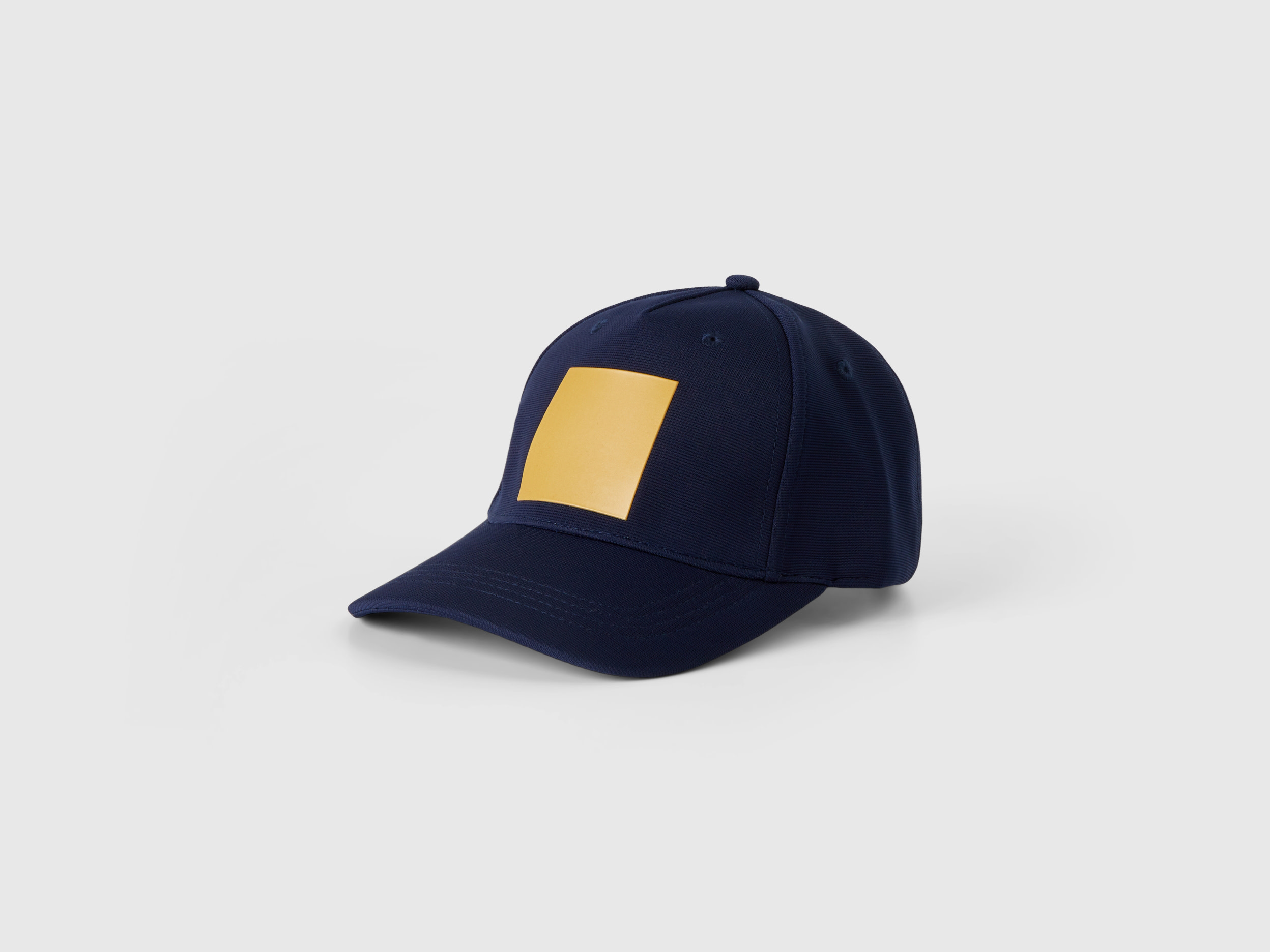 Benetton, Dark Blue Hat With Yellow Print, size OS, Dark Blue, Women