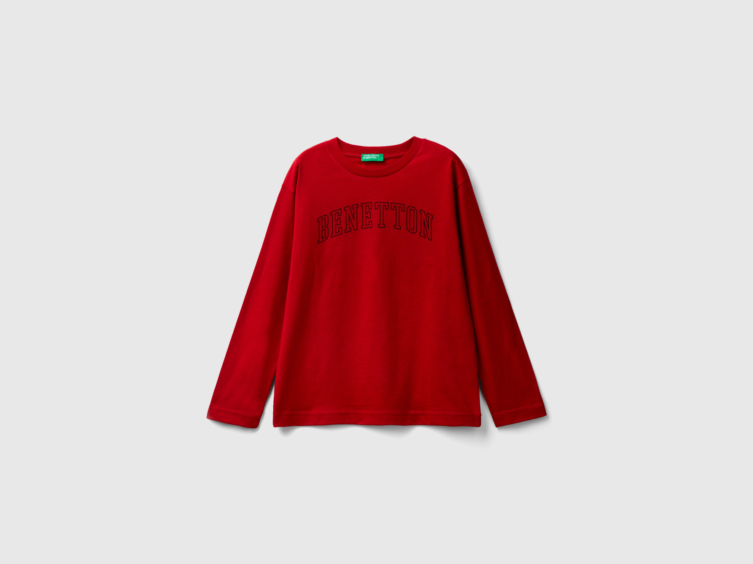 Benetton, Long Sleeve T-shirt With Logo, size 2XL, Red, Kids
