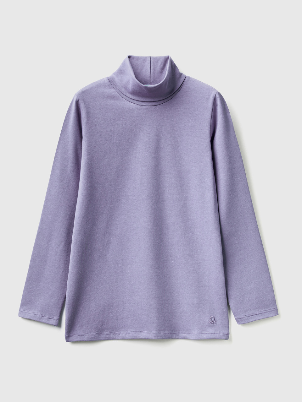 Benetton, Stretch T-shirt With High Neck, Lilac, Kids
