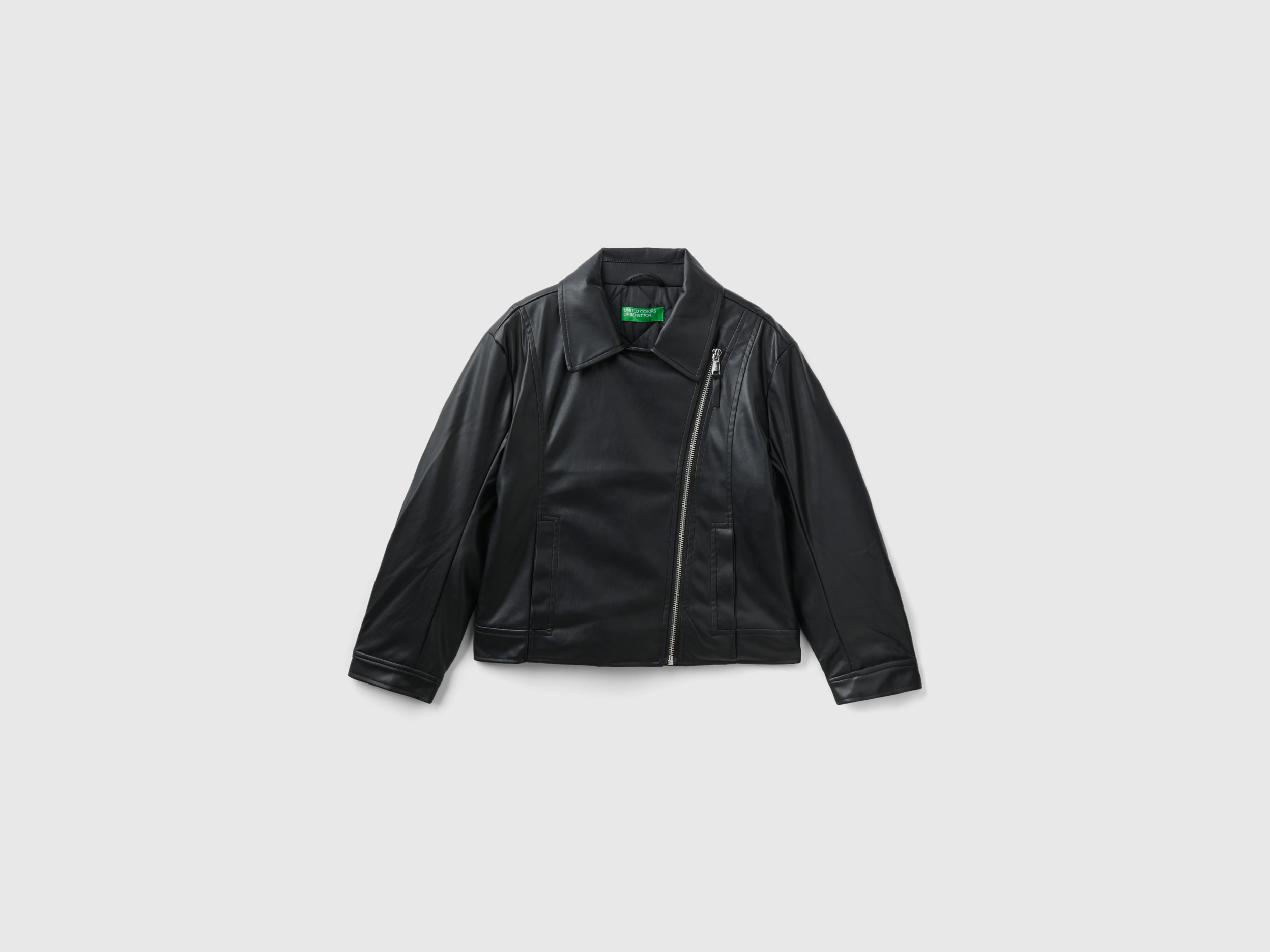 Benetton, Jacket In Coated Fabric, size M, Black, Kids