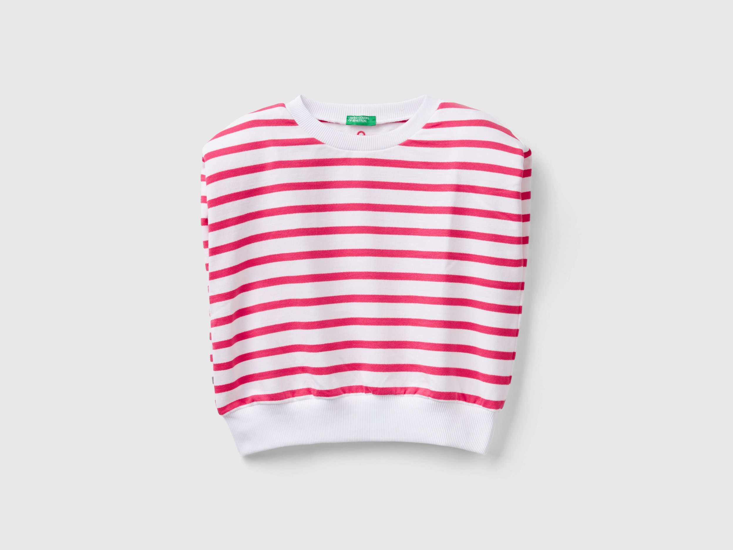 Benetton, Striped Top In Sweat Fabric, size XL, Red, Kids