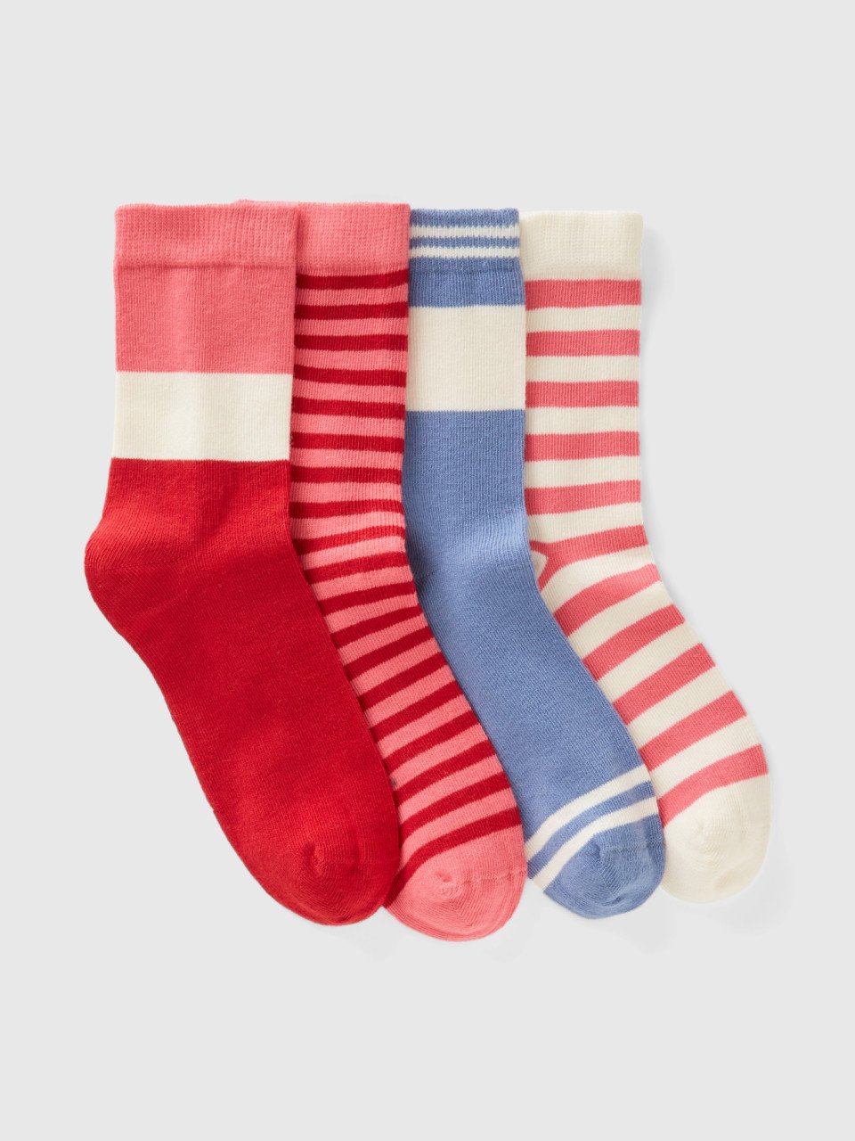 Benetton, Four Pairs Of Striped Socks, Multi-color, Kids