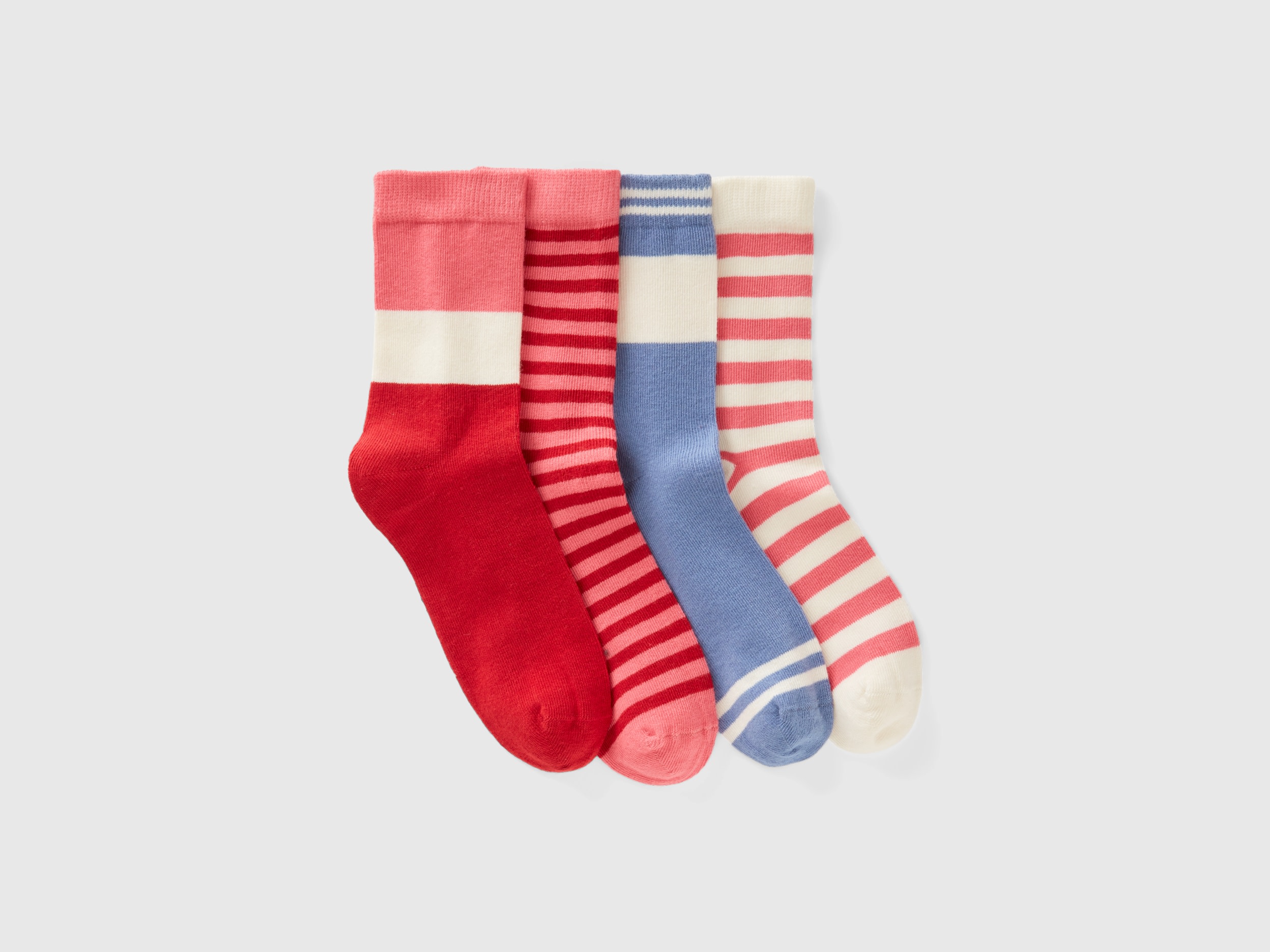 Benetton, Four Pairs Of Striped Socks, size 8-9, Multi-color, Kids