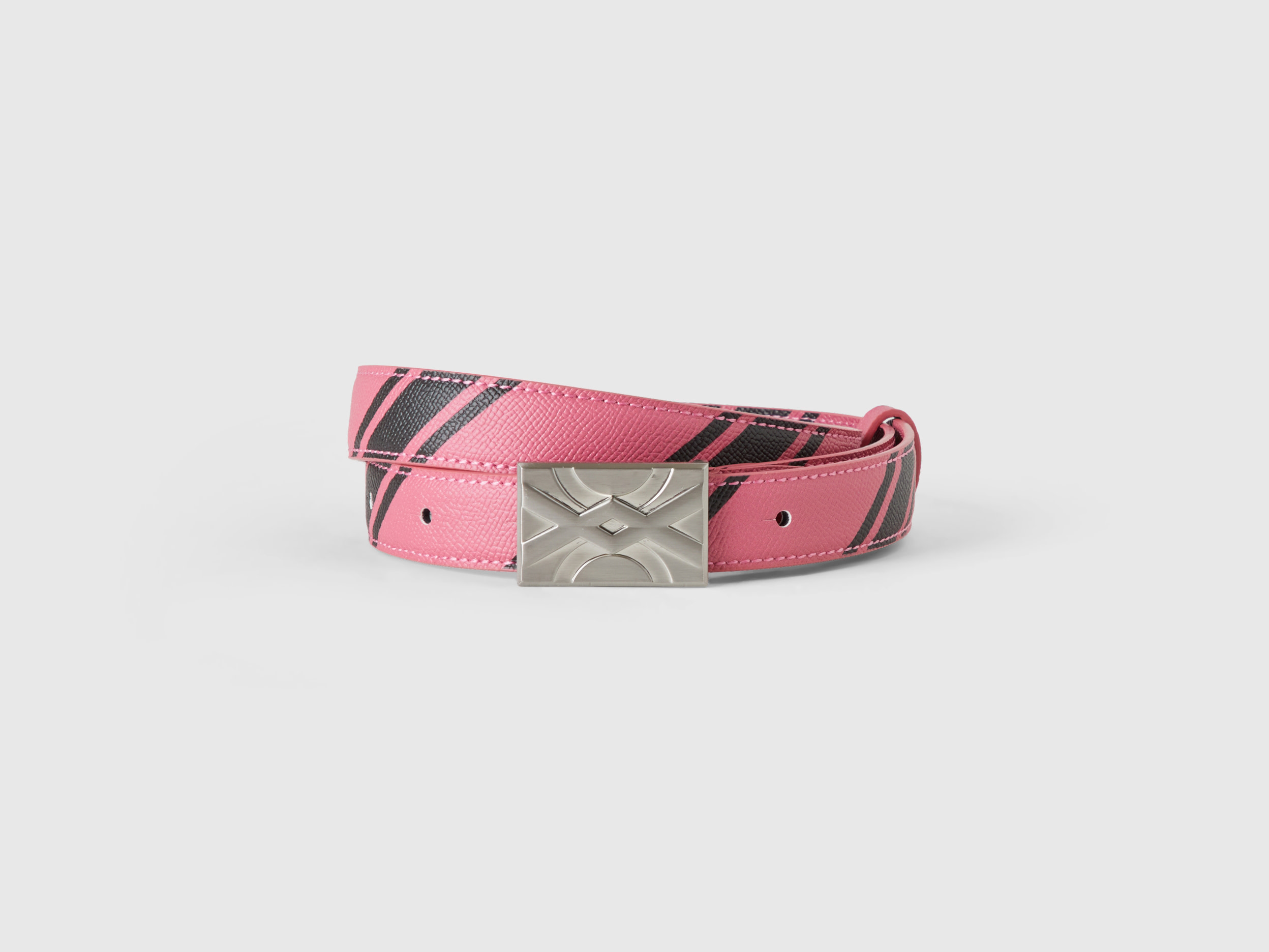 Benetton, Pink Belt With Regimental Stripes, size M, Pink, Women