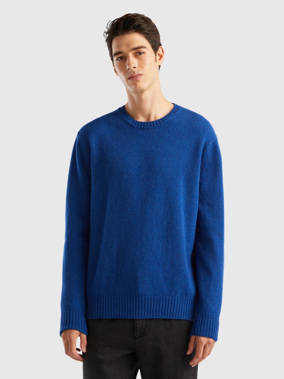 Benetton, Sweater In Shetland Wool, Bright Blue, Men