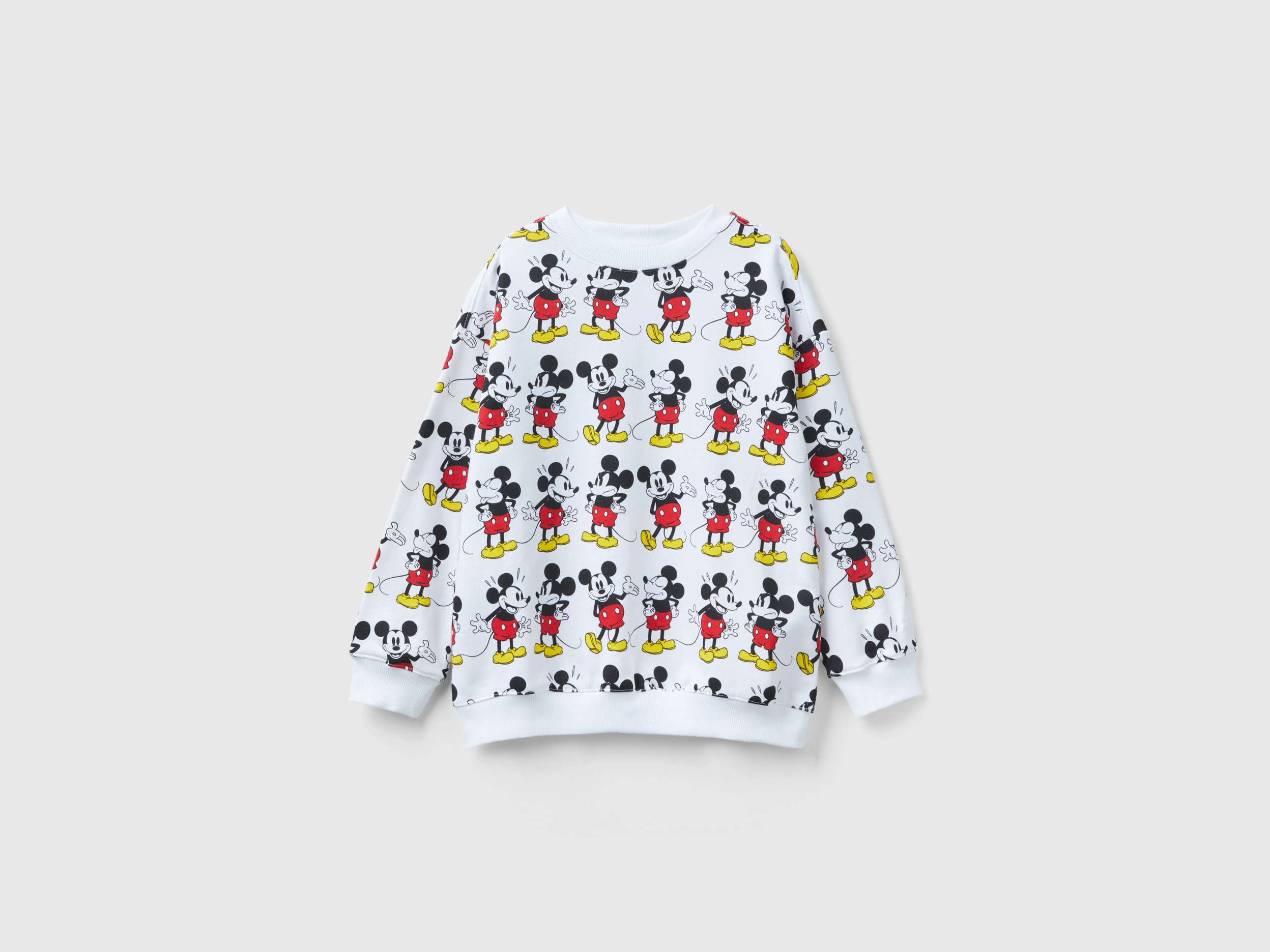 Benetton, White Sweatshirt With Mickey Mouse Print, size 2XL, White, Kids