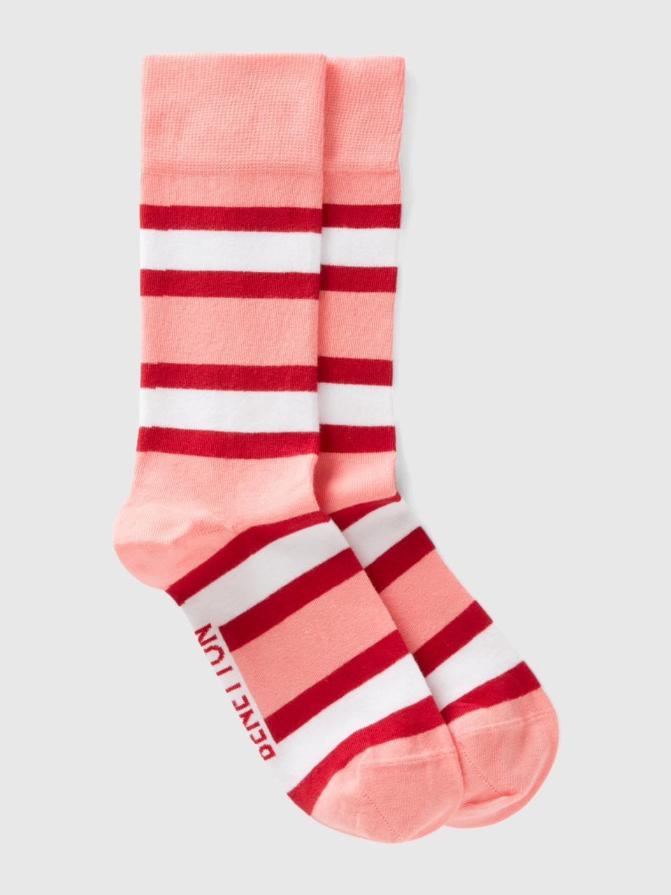 Benetton, Pink Striped Socks, Pink, Women