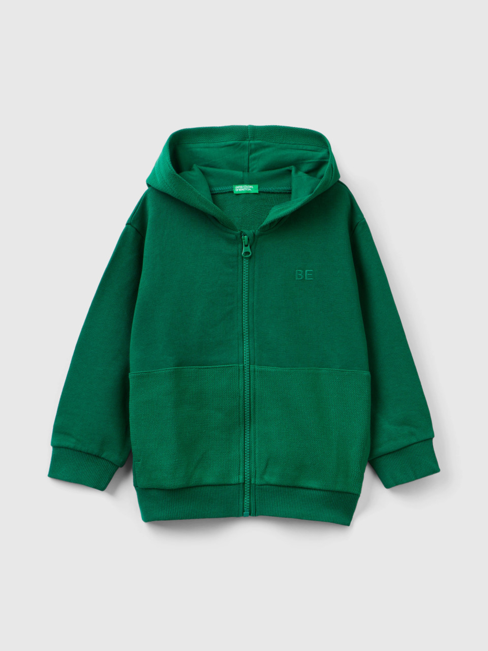 Benetton, Sweatshirt With Zip And Pockets, Green, Kids