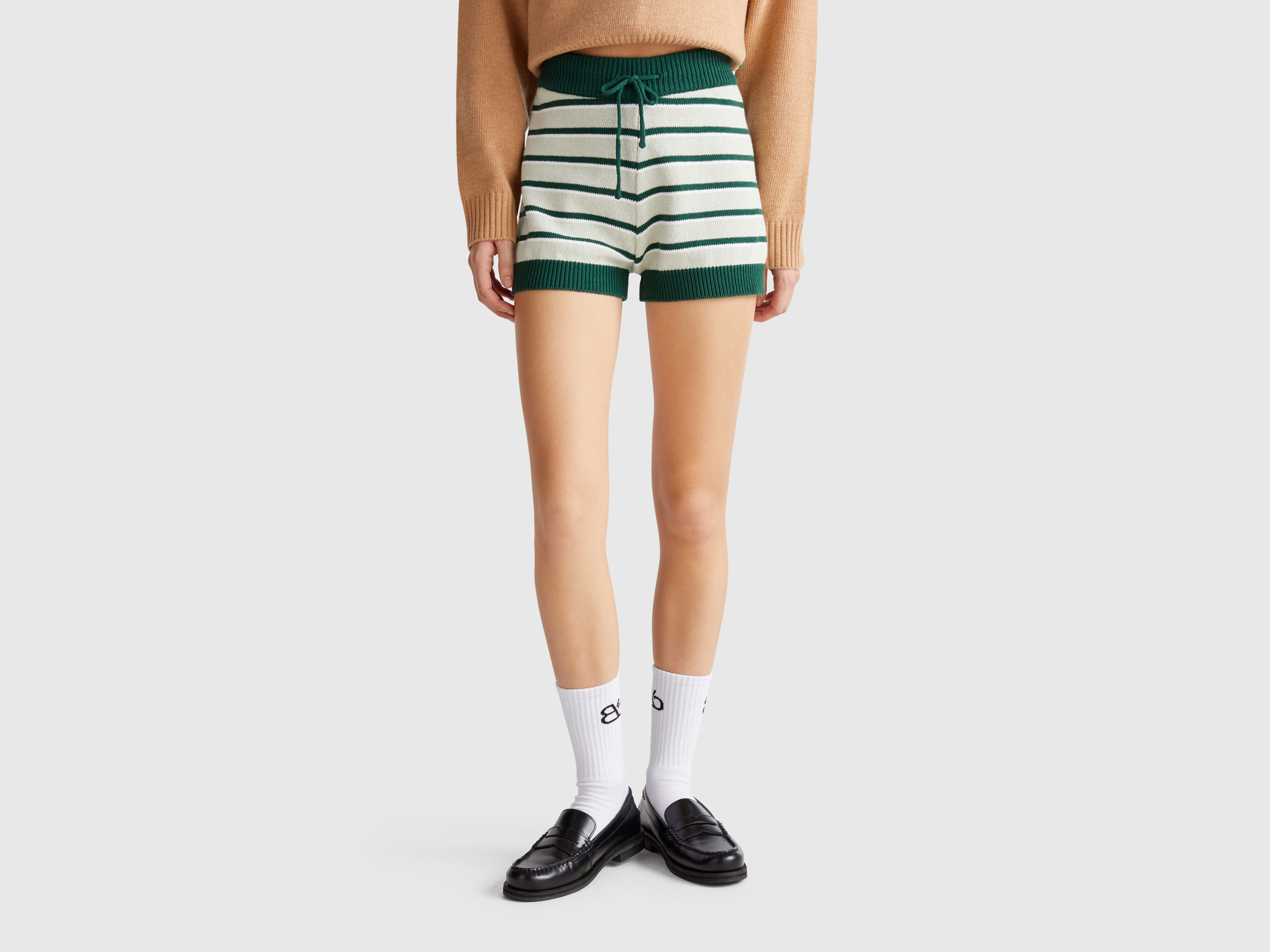 Benetton, Short En Maille Rayée, taille OS, Vert - United Colors of Benetton - Modalova