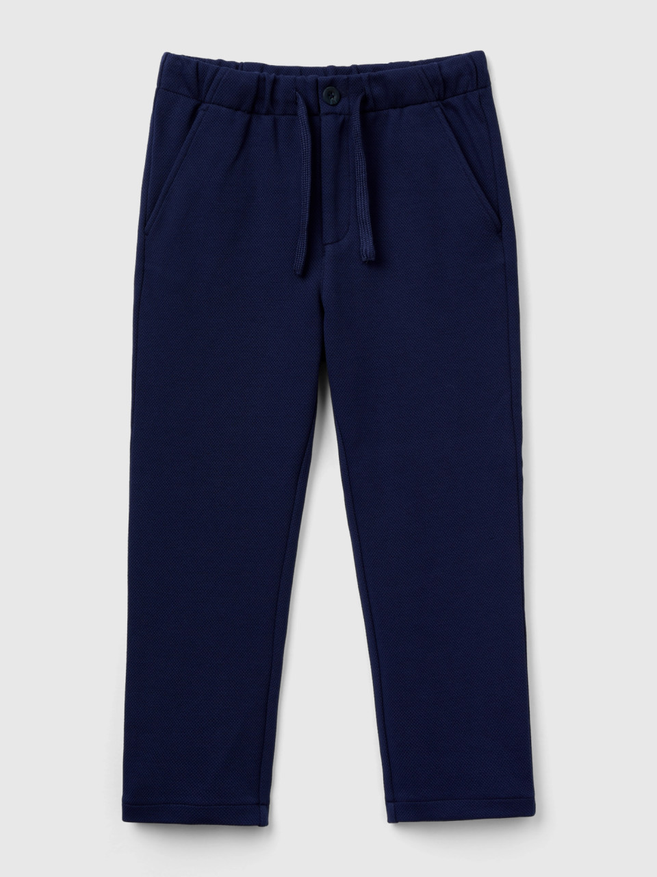 Benetton, Regular Fit Trousers With Drawstring, Dark Blue, Kids