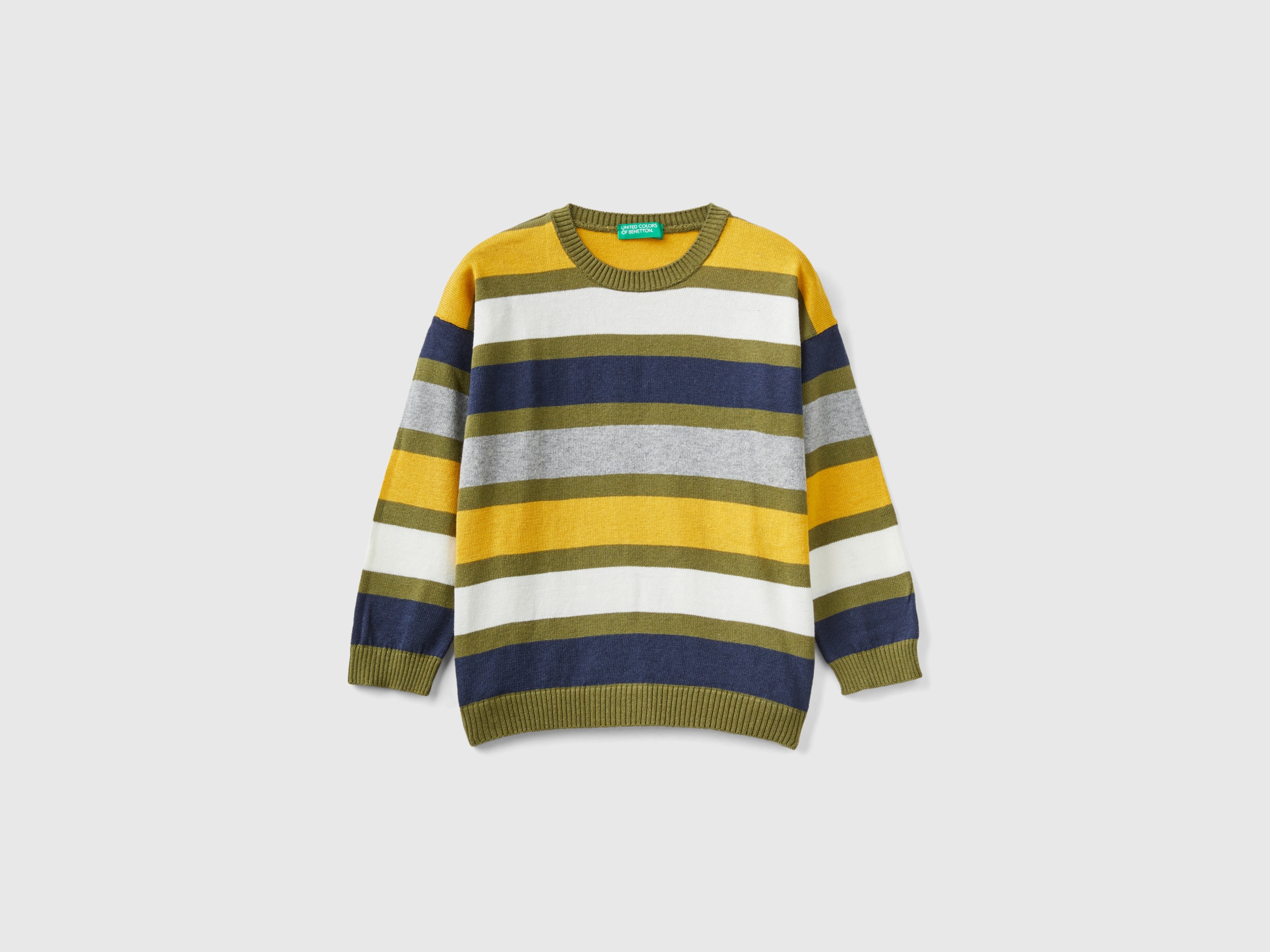 Benetton, Sweater With Multicolor Stripes, size 18-24, Multi-color, Kids