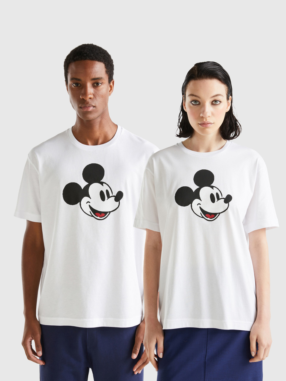 Benetton, T-shirt Blanc Mickey Mouse, Blanc, Femme