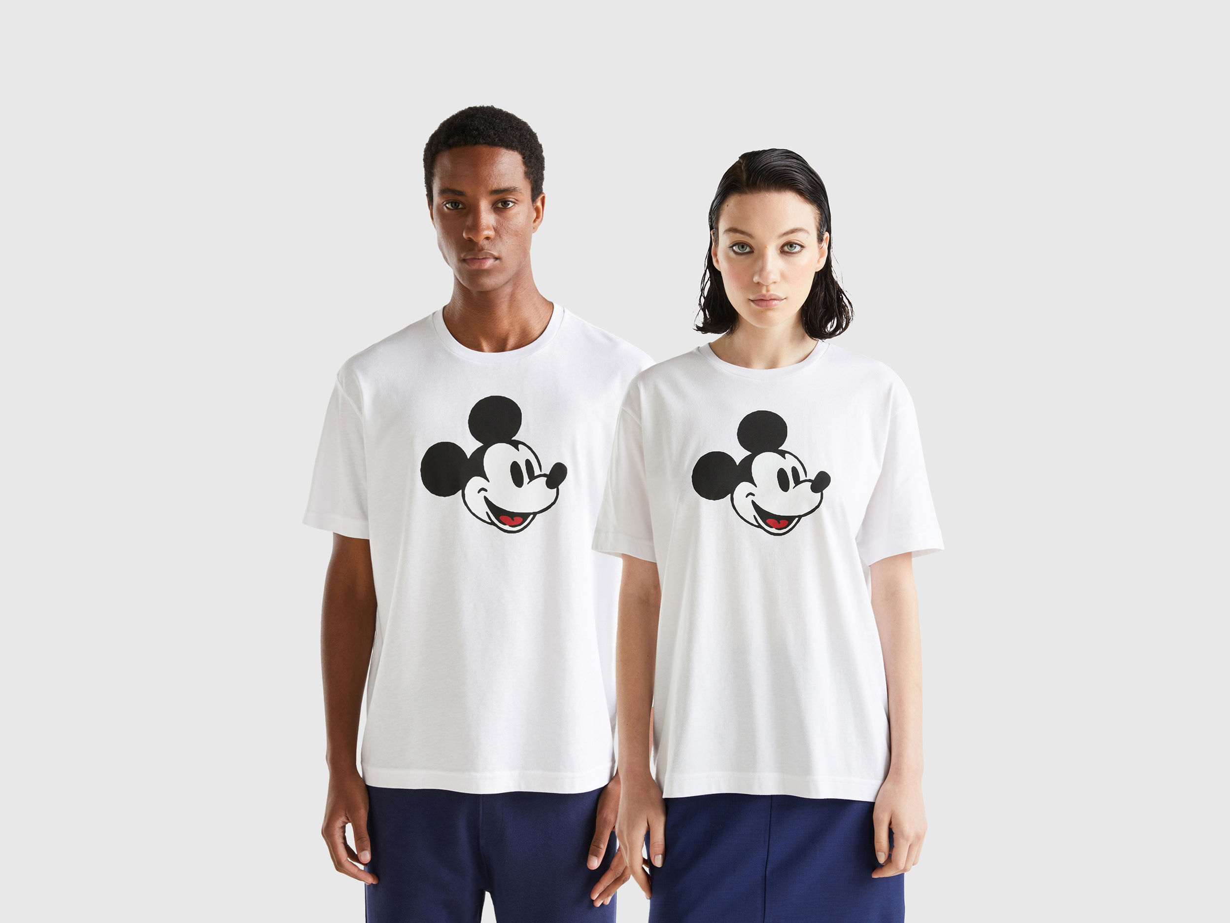 Benetton, White Mickey Mouse T-shirt, size XL, White, Women
