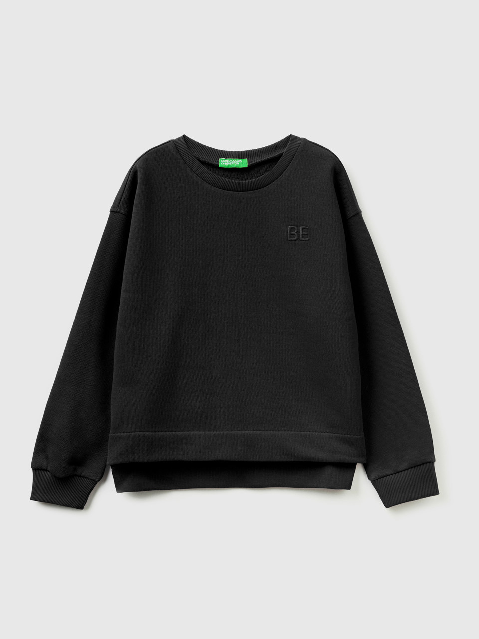 Benetton, Sweatshirt With be Embroidery, Black, Kids