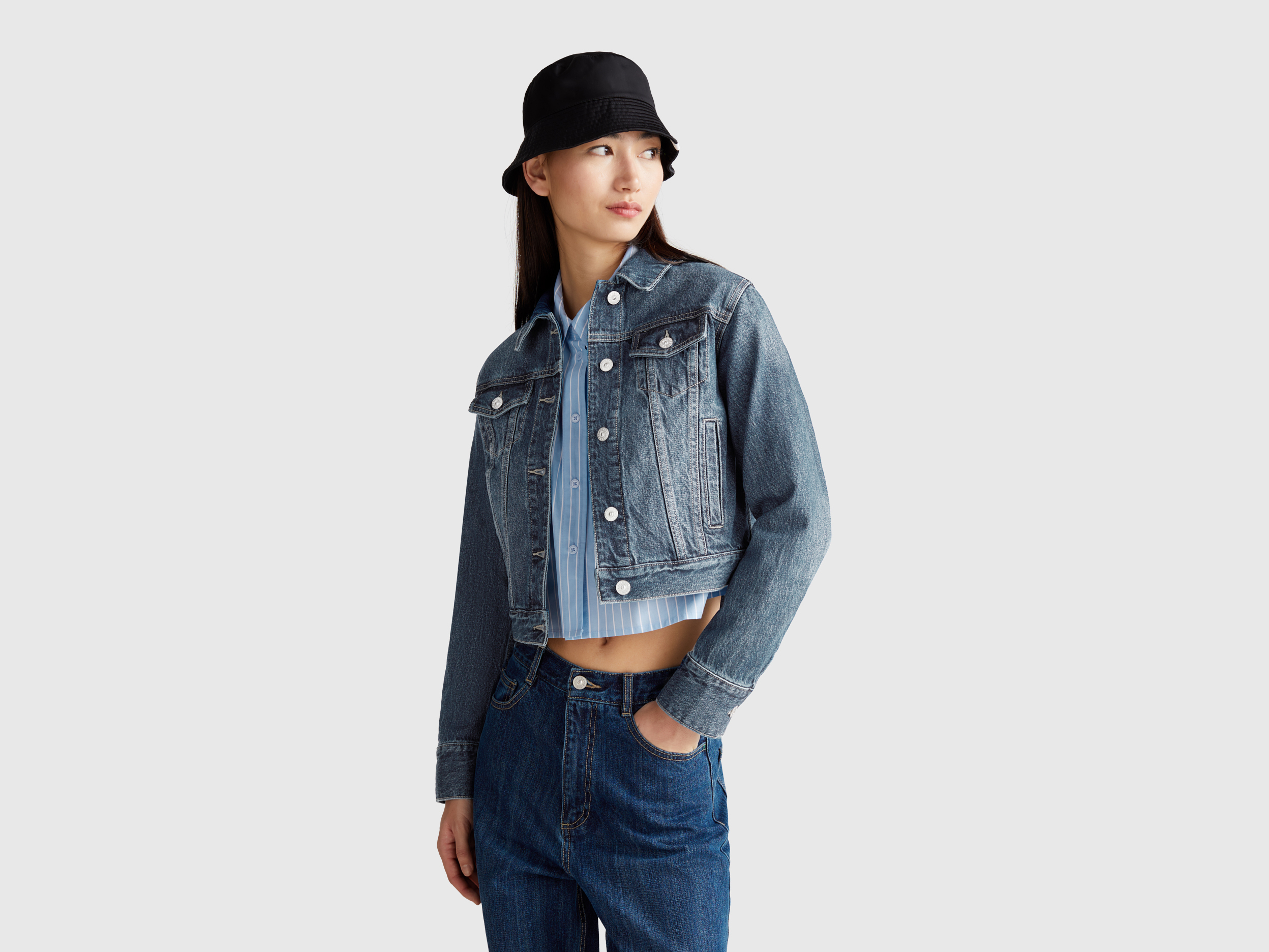 Benetton, Veste En Jean, taille M, Bleu Clair - United Colors of Benetton - Modalova