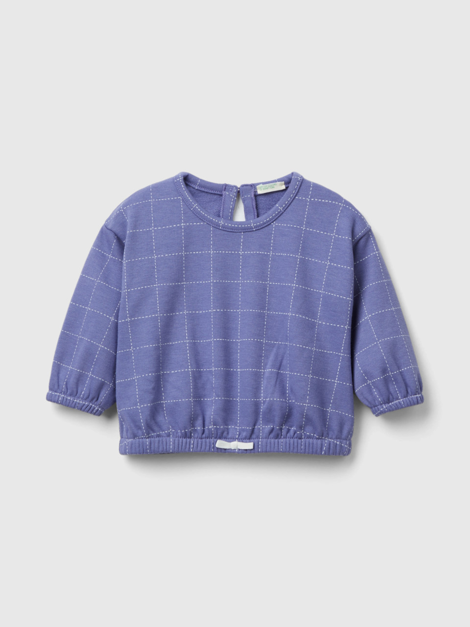 Benetton, Check Sweatshirt With Bow, Violet, Kids