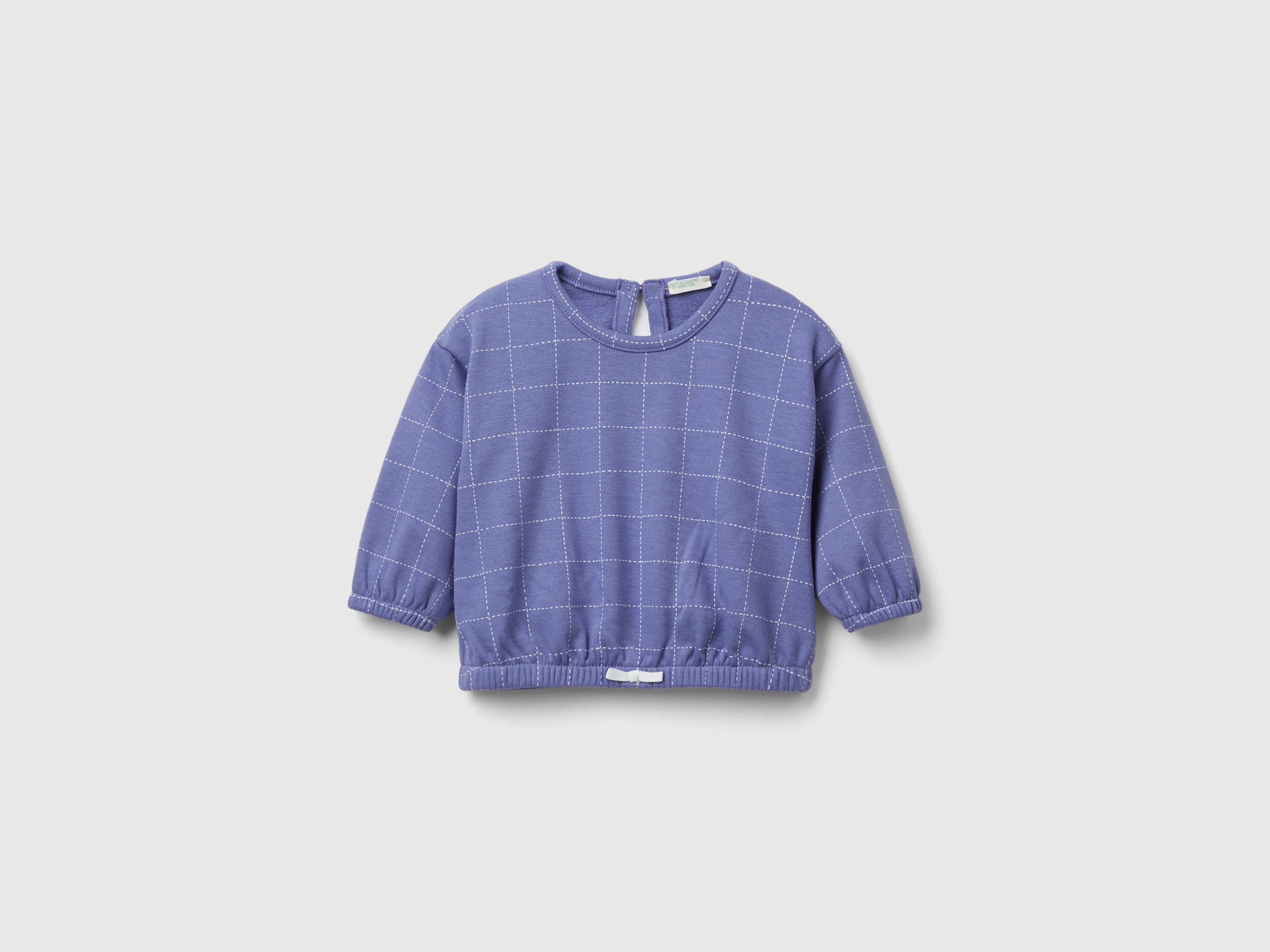 Benetton, Check Sweatshirt With Bow, size 0-1, Violet, Kids