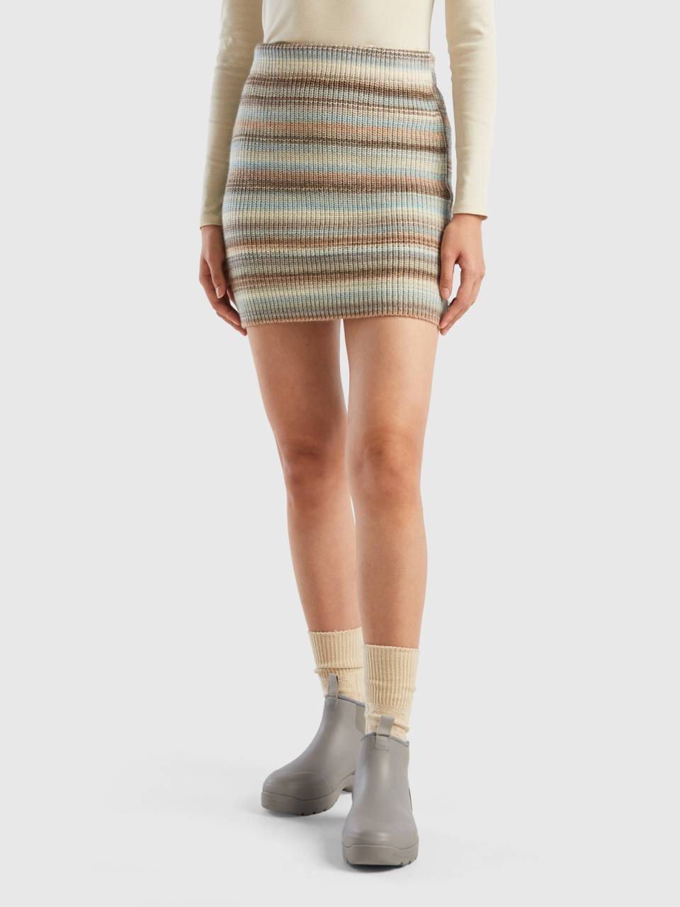 Minigonna in maglia a righe Multi color Donna Benetton
