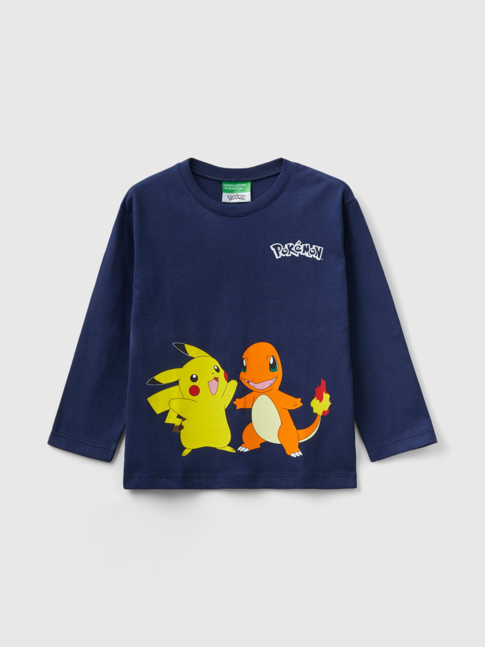Benetton, Pokémon-shirt Aus 100 % Baumwolle, Dunkelblau, male