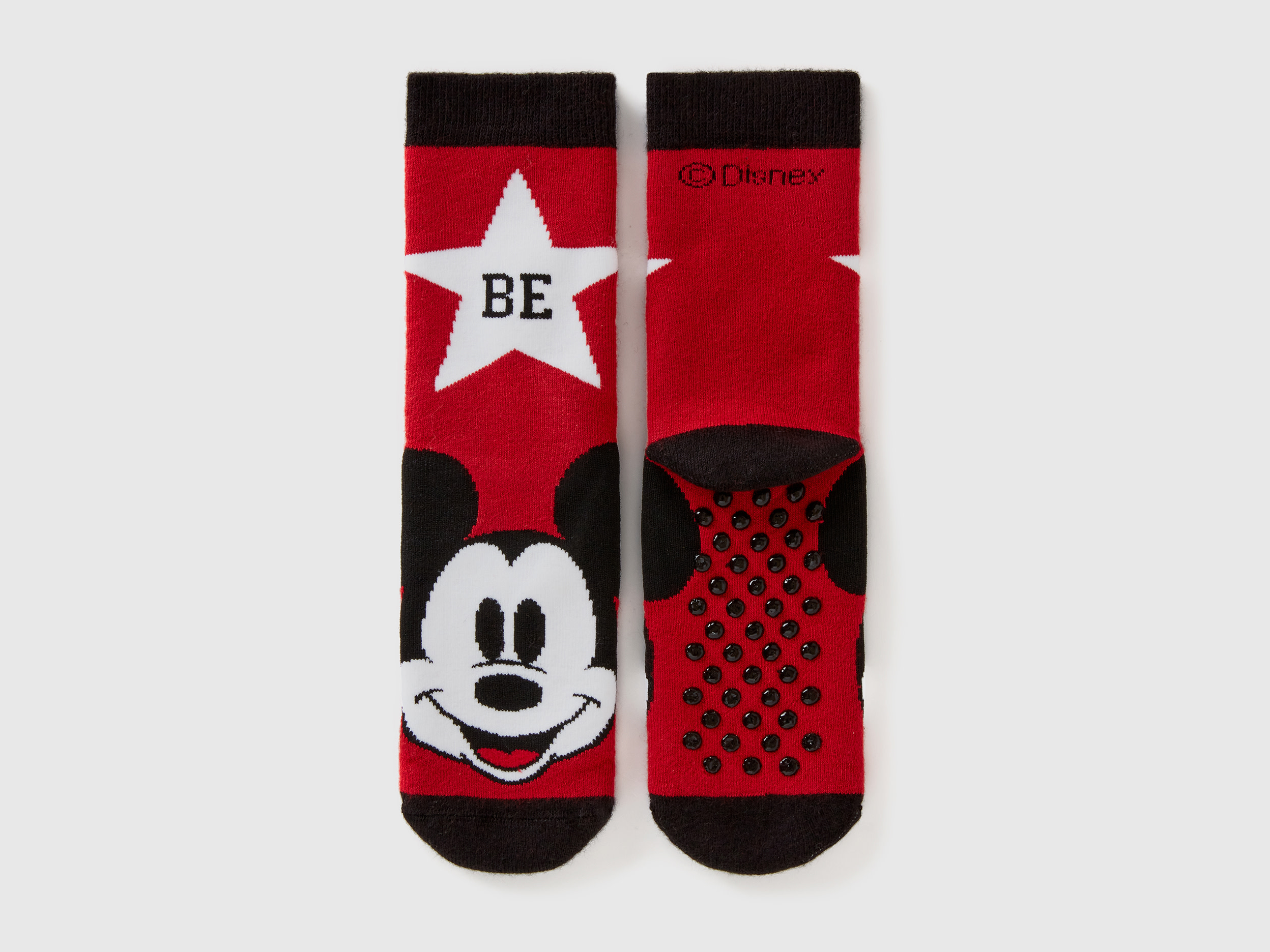benetton, chaussettes antidérapantes mickey, taille 11-12, rouge, enfants