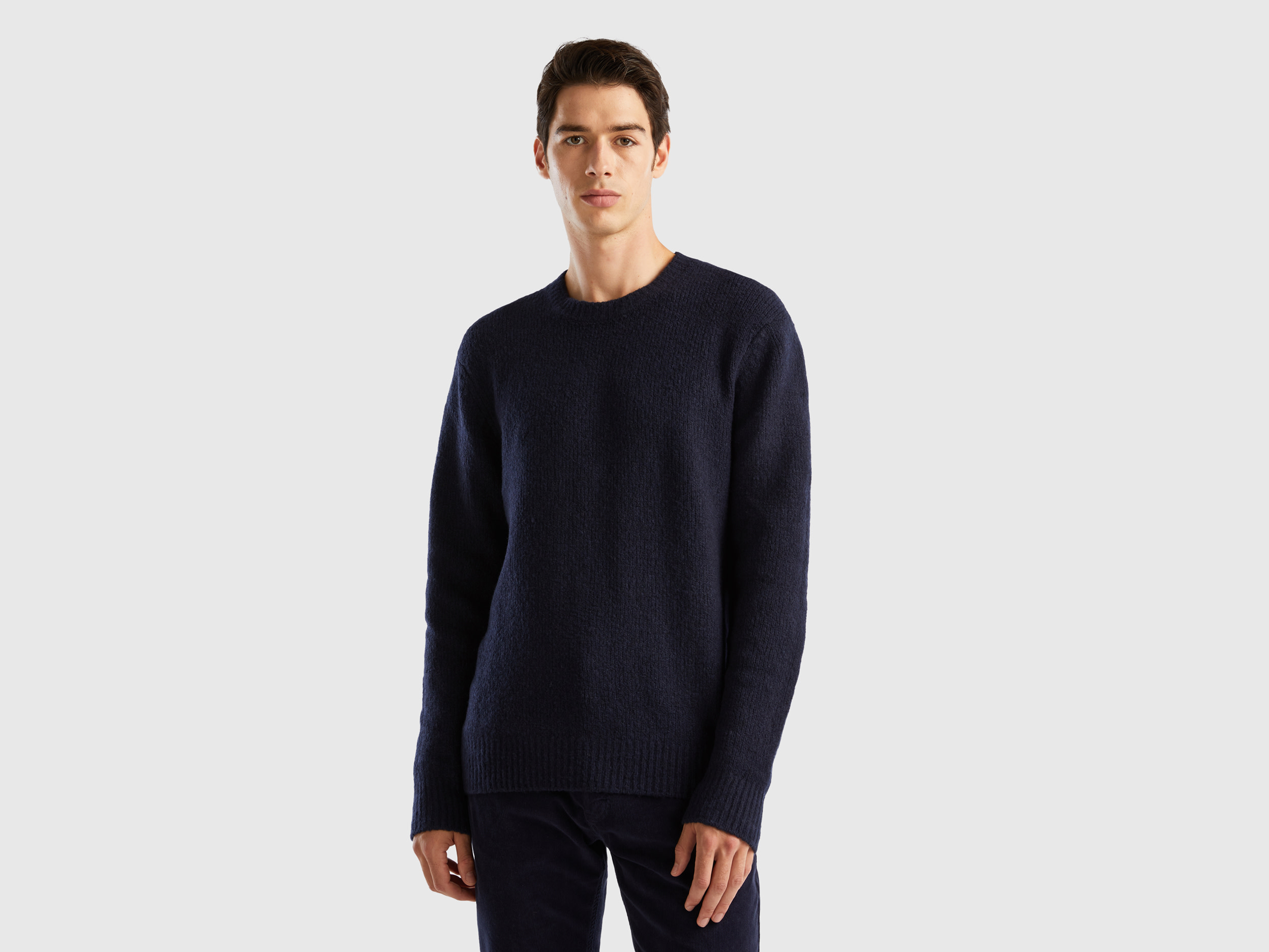 Benetton, Boucle Crew Neck Sweater, size XL, Dark Blue, Men