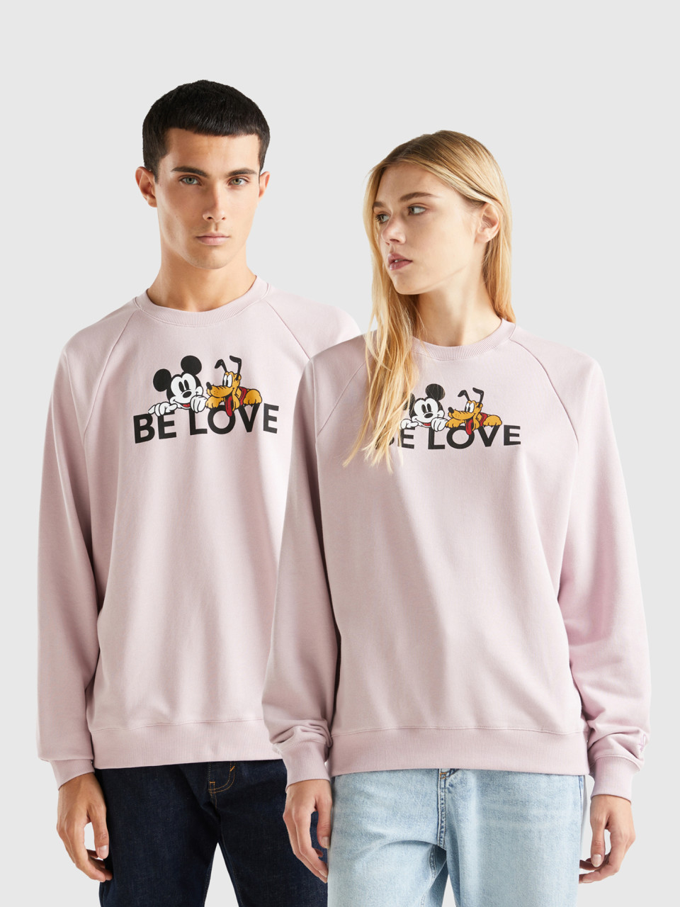 Benetton, Sweat Rose Mickey Mouse & Pluto, Rose, Femme