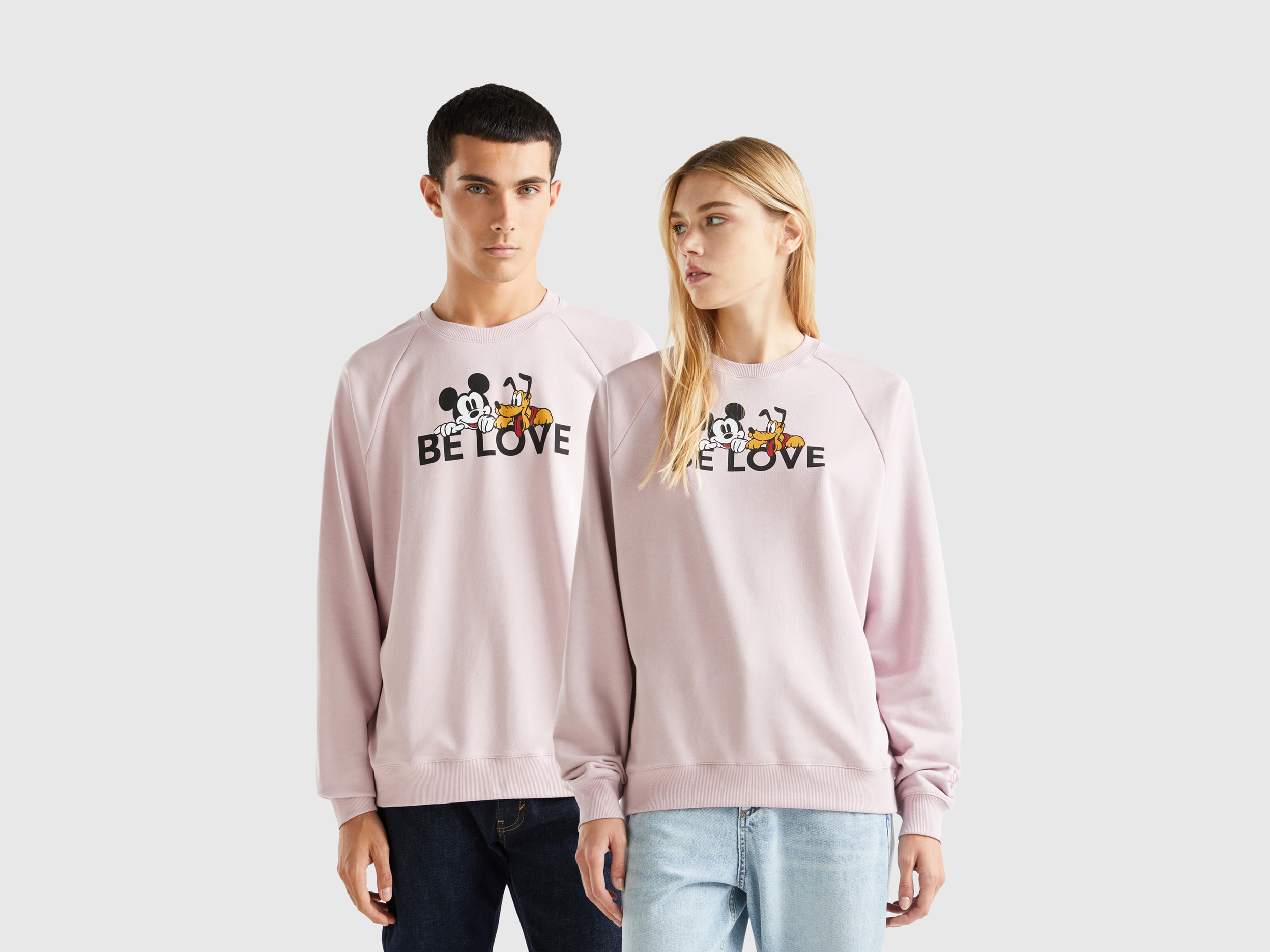 Benetton, Pink Mickey Mouse & Pluto Sweatshirt, size XL, Pink, Women