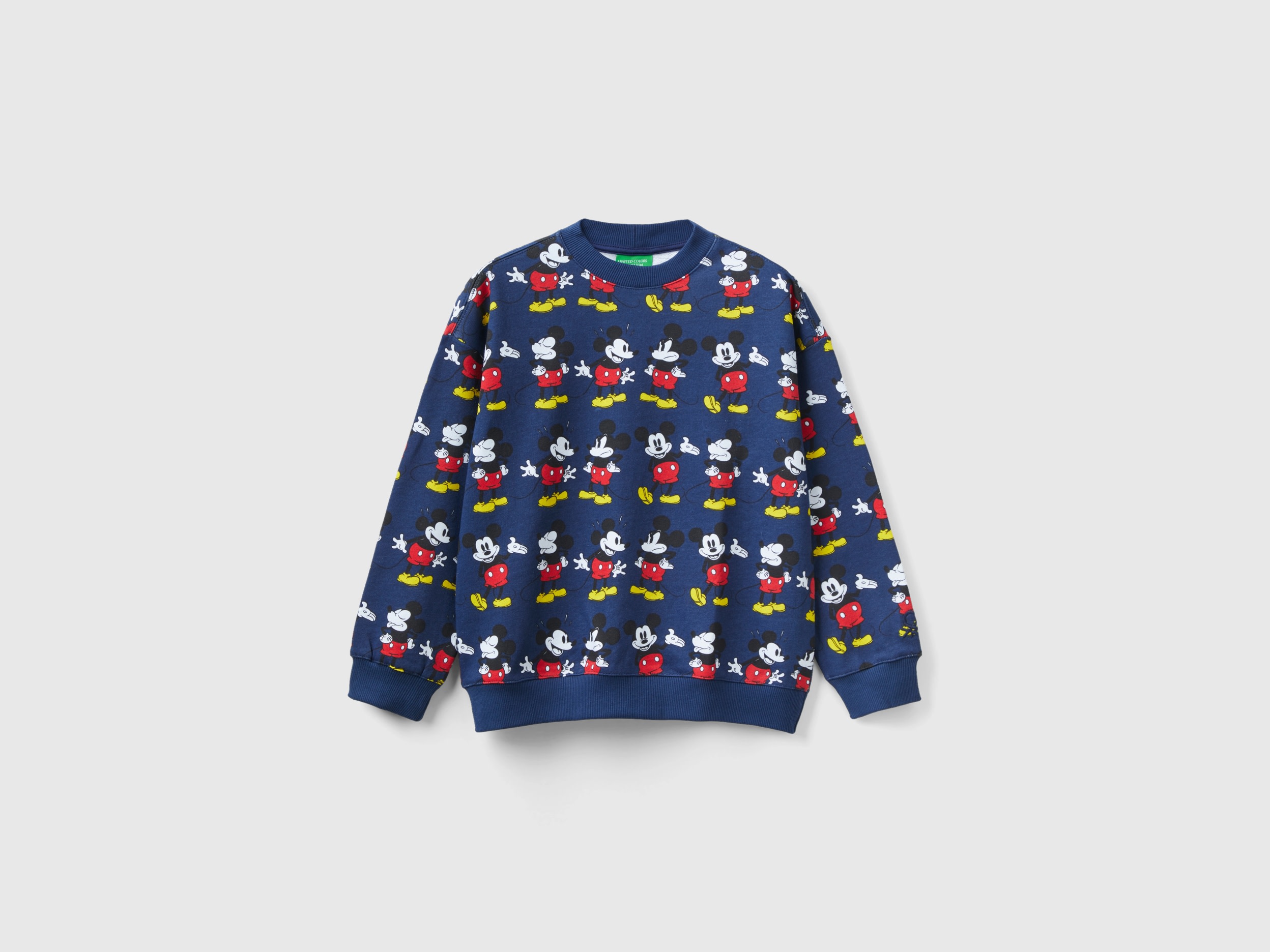 Benetton, Dark Blue Sweatshirt With Mickey Mouse Print, size S, Dark Blue, Kids