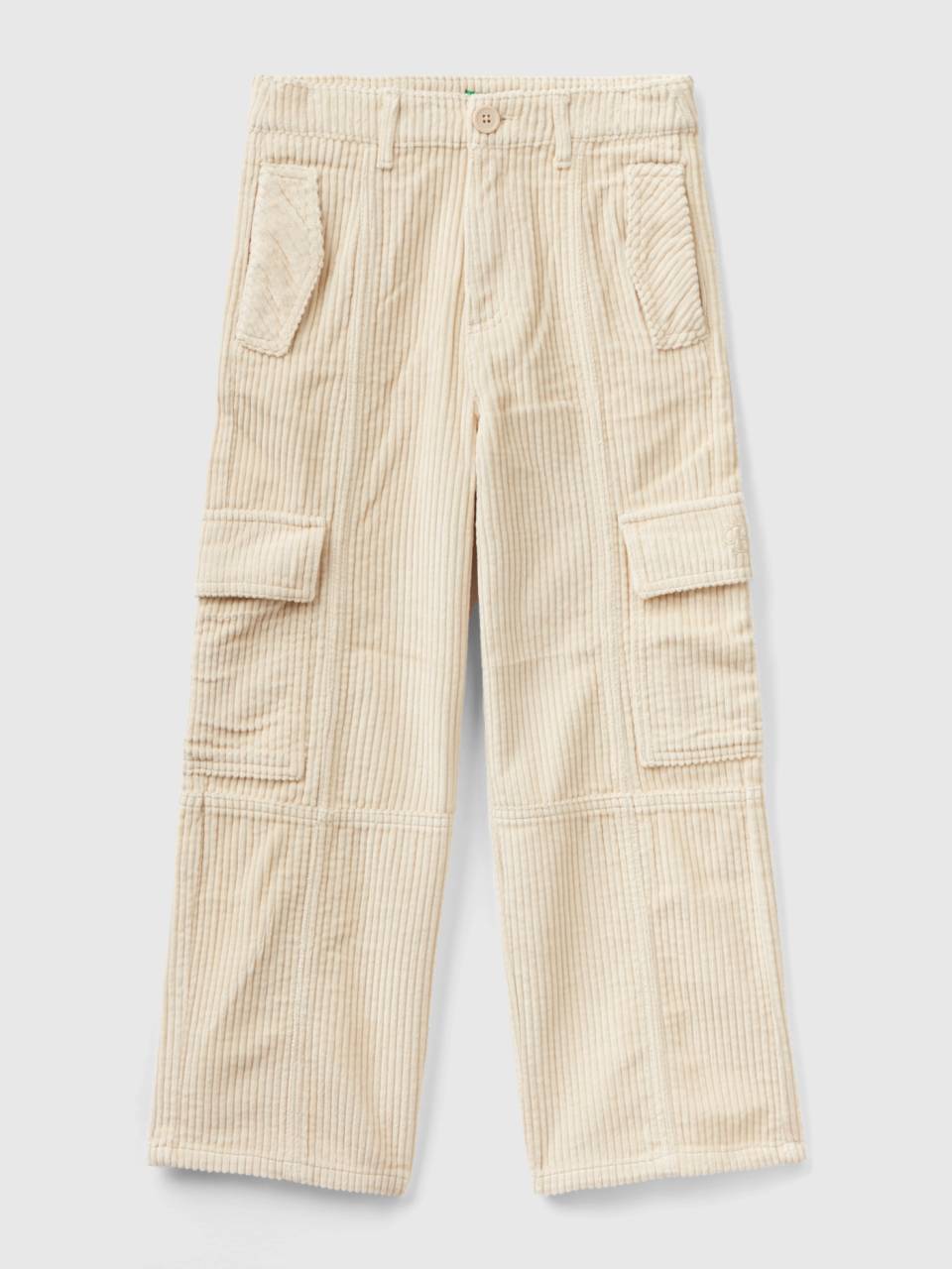 Pantaloni in velluto straight fit Beige Bambina Benetton