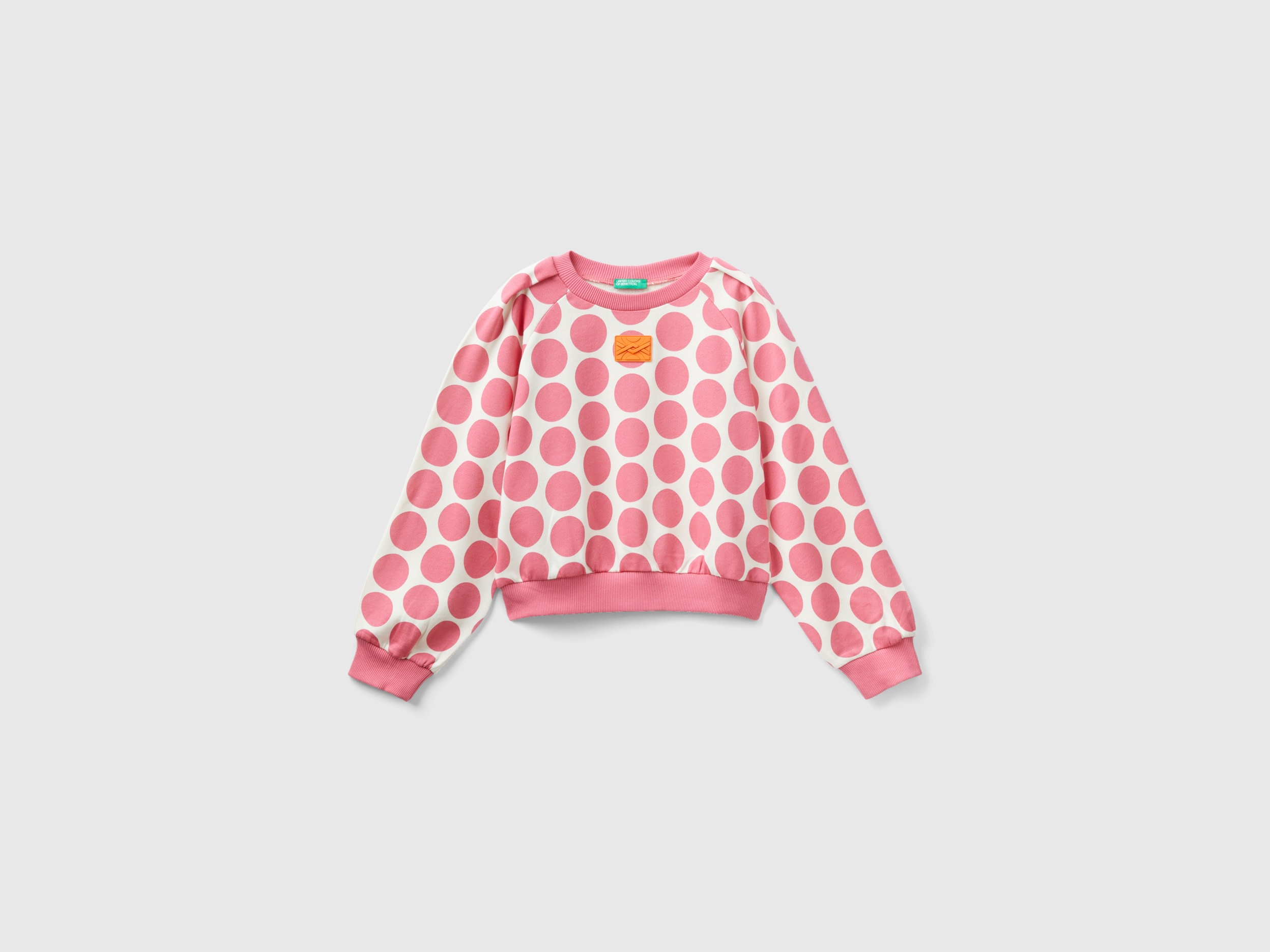 Benetton, 100% Cotton Sweatshirt With Polka Dots, size 2XL, Multi-color, Kids