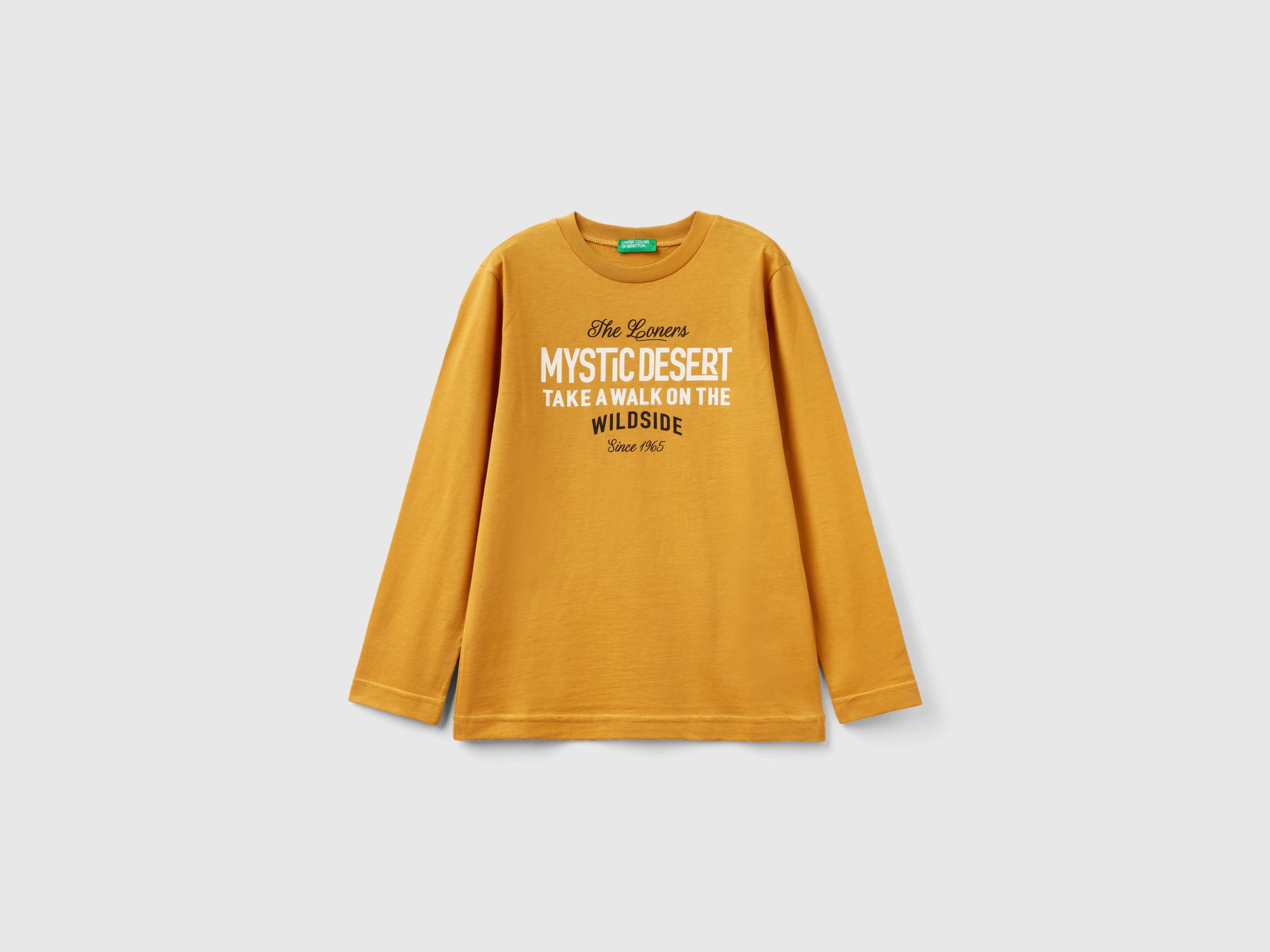 Benetton, Long Sleeve T-shirt In Organic Cotton, size XL, Mustard, Kids