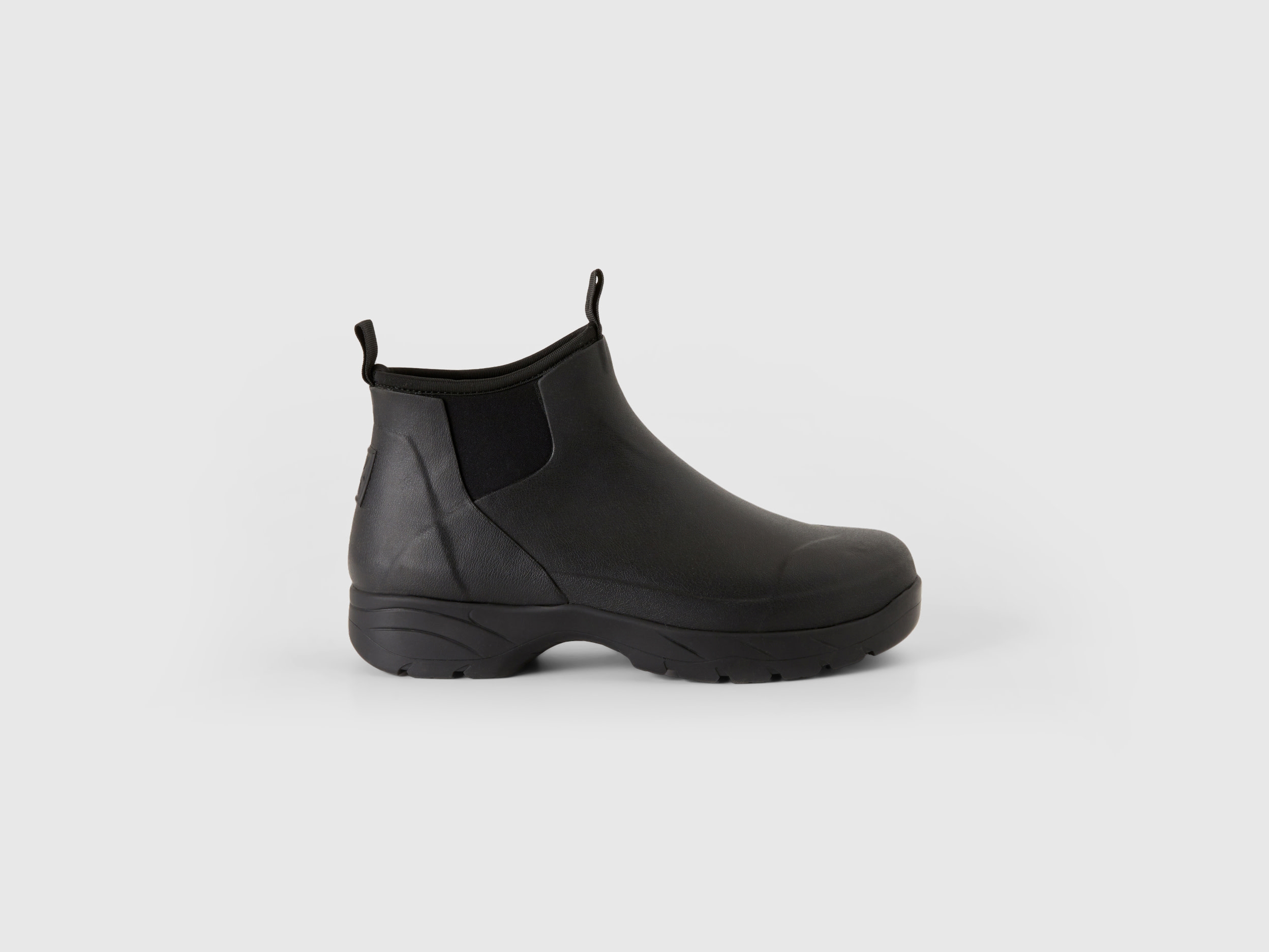 Benetton, Black Rubber Ankle Boots, size 8, Black, Women