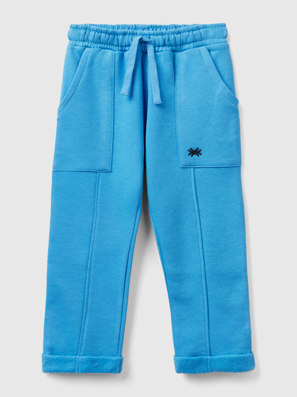 Benetton, Pantalon En Molleton Chaud À Cordon De Serrage, Bleu Horizon, Enfants