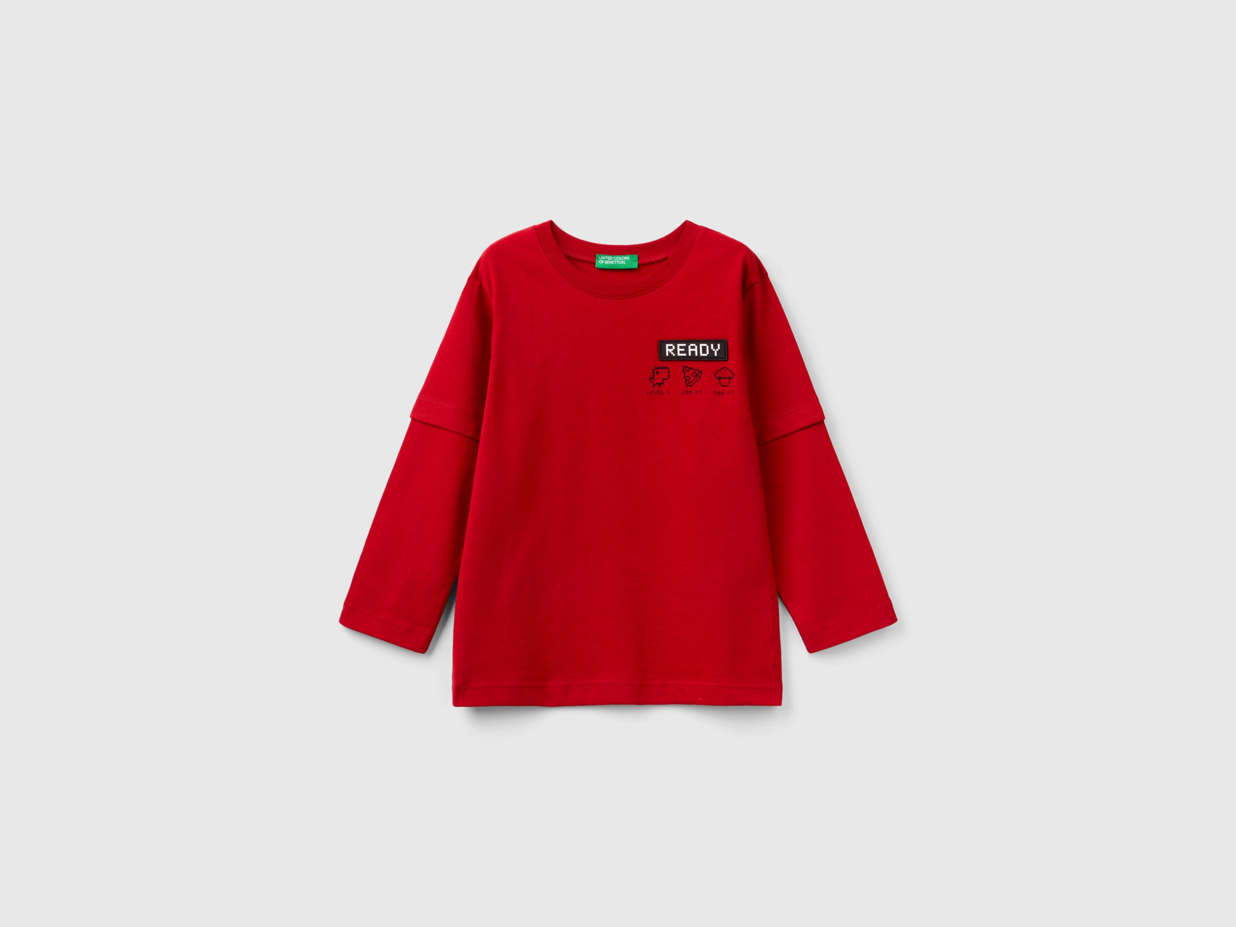 Benetton, Double Sleeve T-shirt, size 12-18, Red, Kids